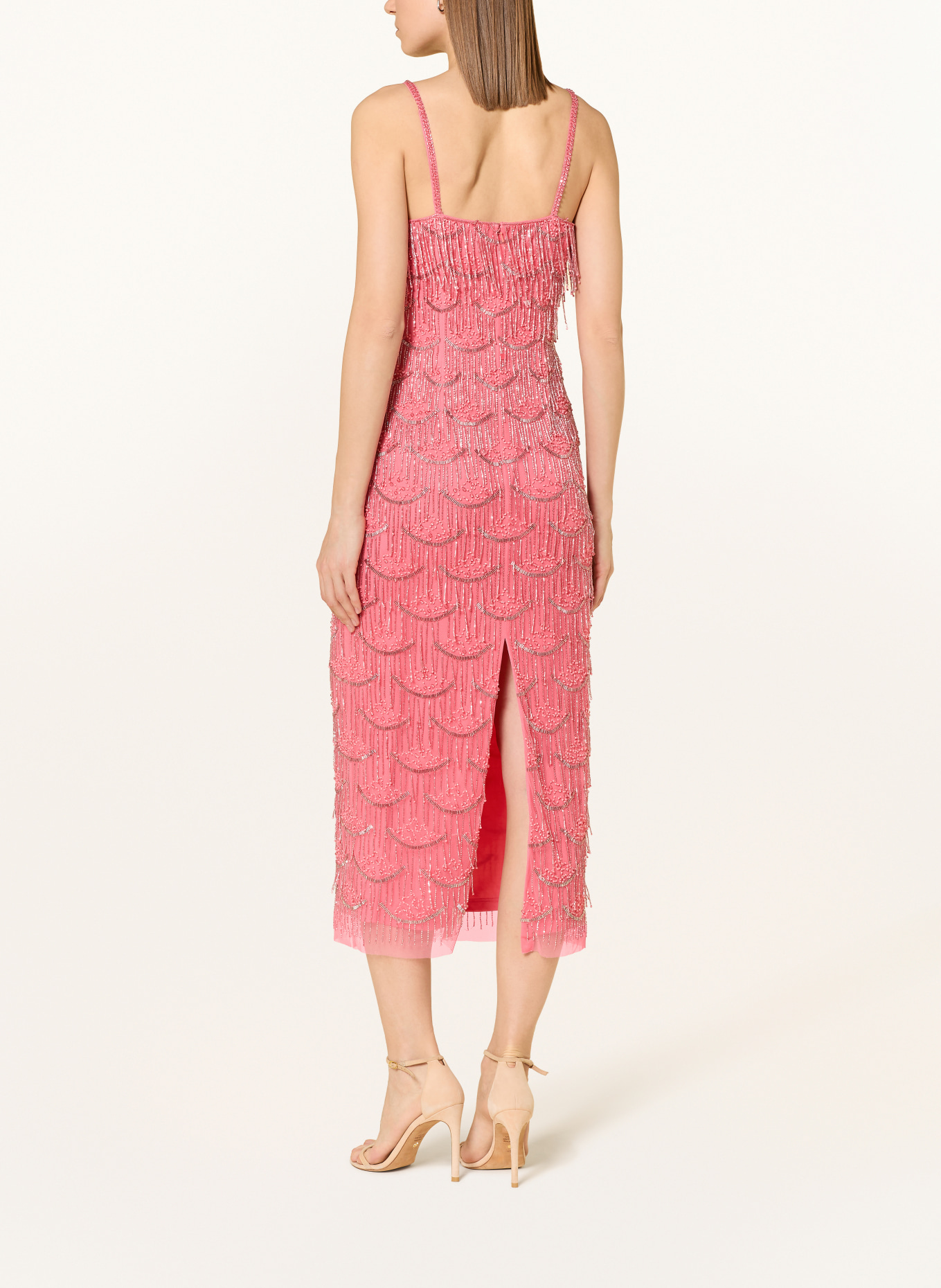 ADRIANNA PAPELL Cocktailkleid mit Schmuckperlen: HELLROT