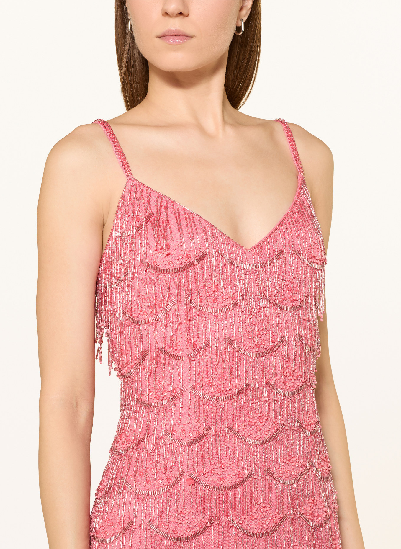 ADRIANNA PAPELL Cocktailkleid mit Schmuckperlen: HELLROT