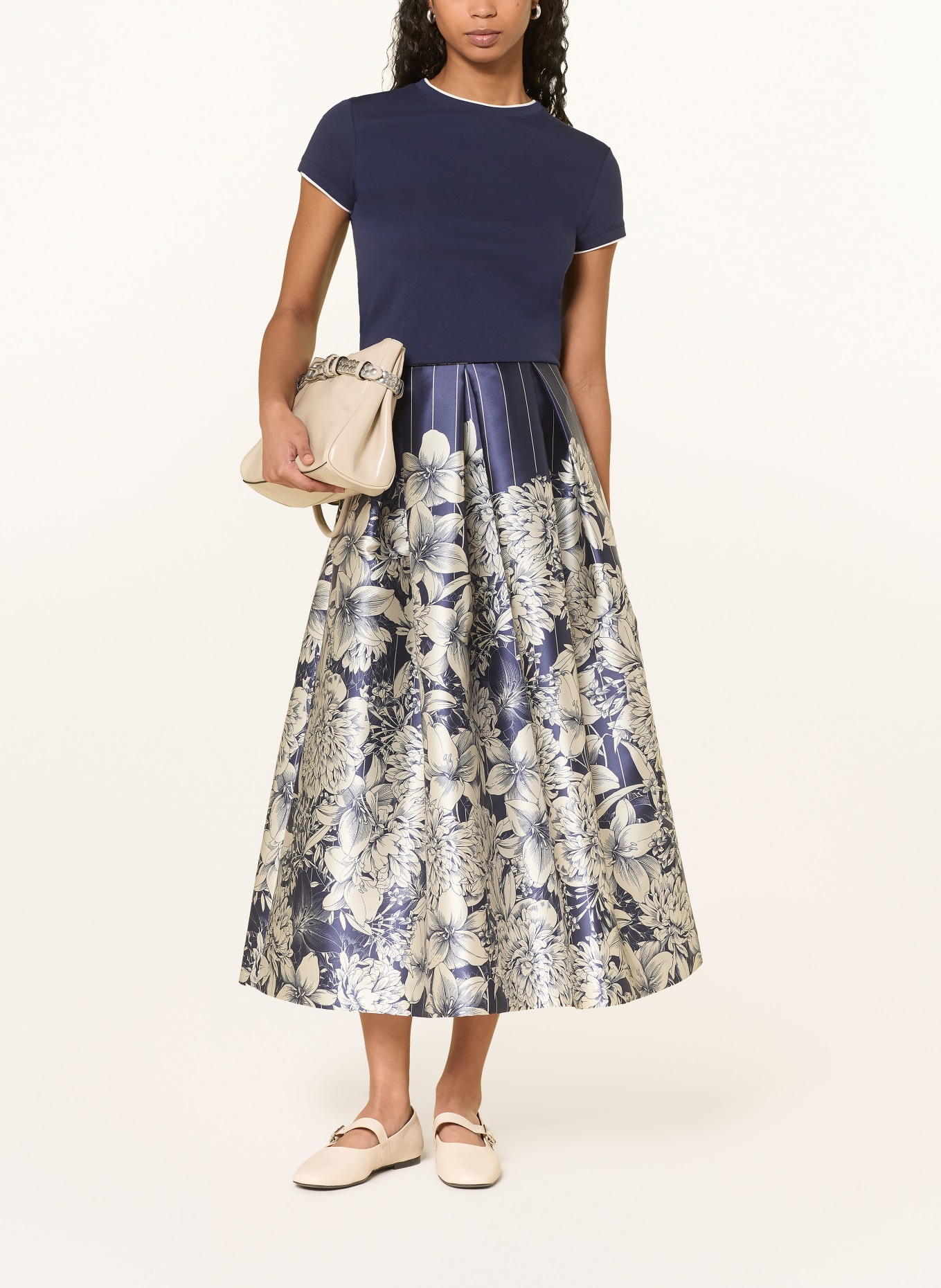 LUNATICA MILANO satynowa spódnica: GRANATOWY / JASNOCZARY