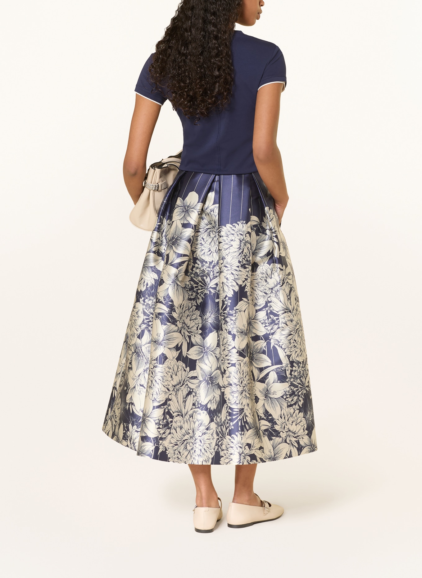 LUNATICA MILANO satynowa spódnica: GRANATOWY / JASNOCZARY