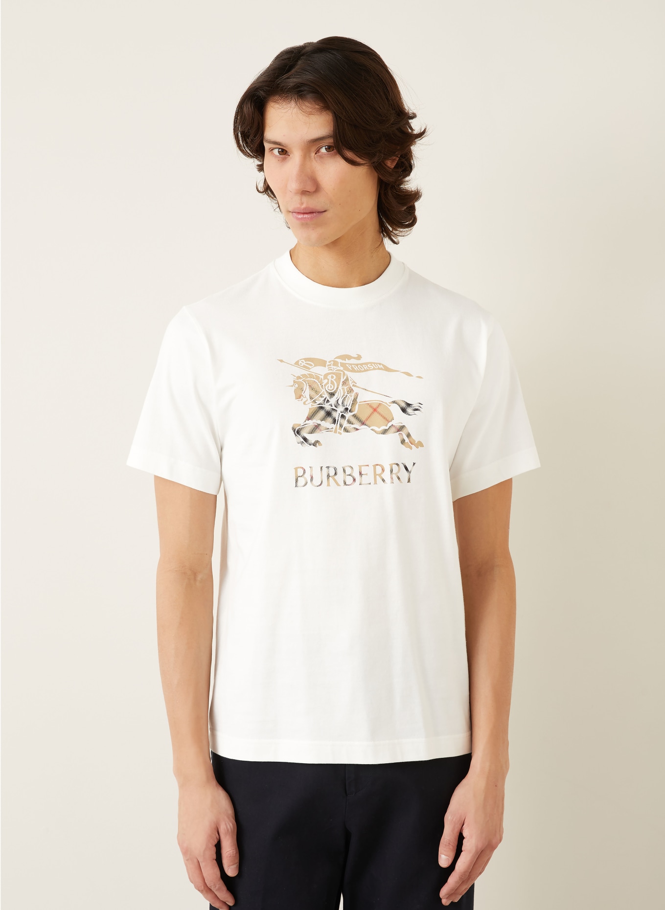 BURBERRY T-Shirt SETH: WEISS / BEIGE / ROT