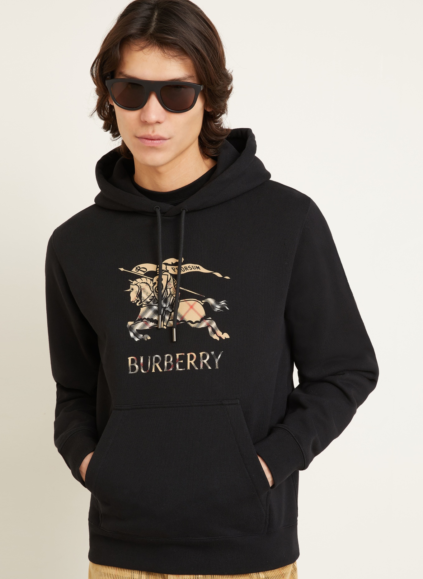 BURBERRY Hoodie REILLY: SCHWARZ / BEIGE / ROT