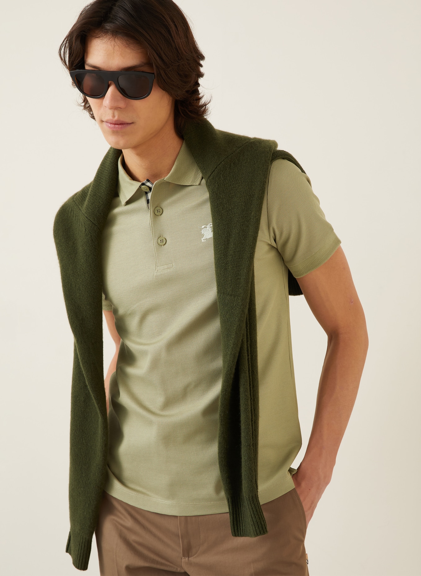 BURBERRY Piqué-Poloshirt EDDIE Slim Fit: HELLGRÜN
