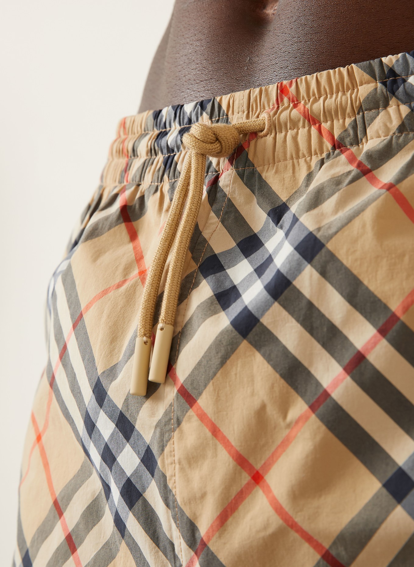 BURBERRY swim shorts: BEIGE / LIGHT RED / BLACK