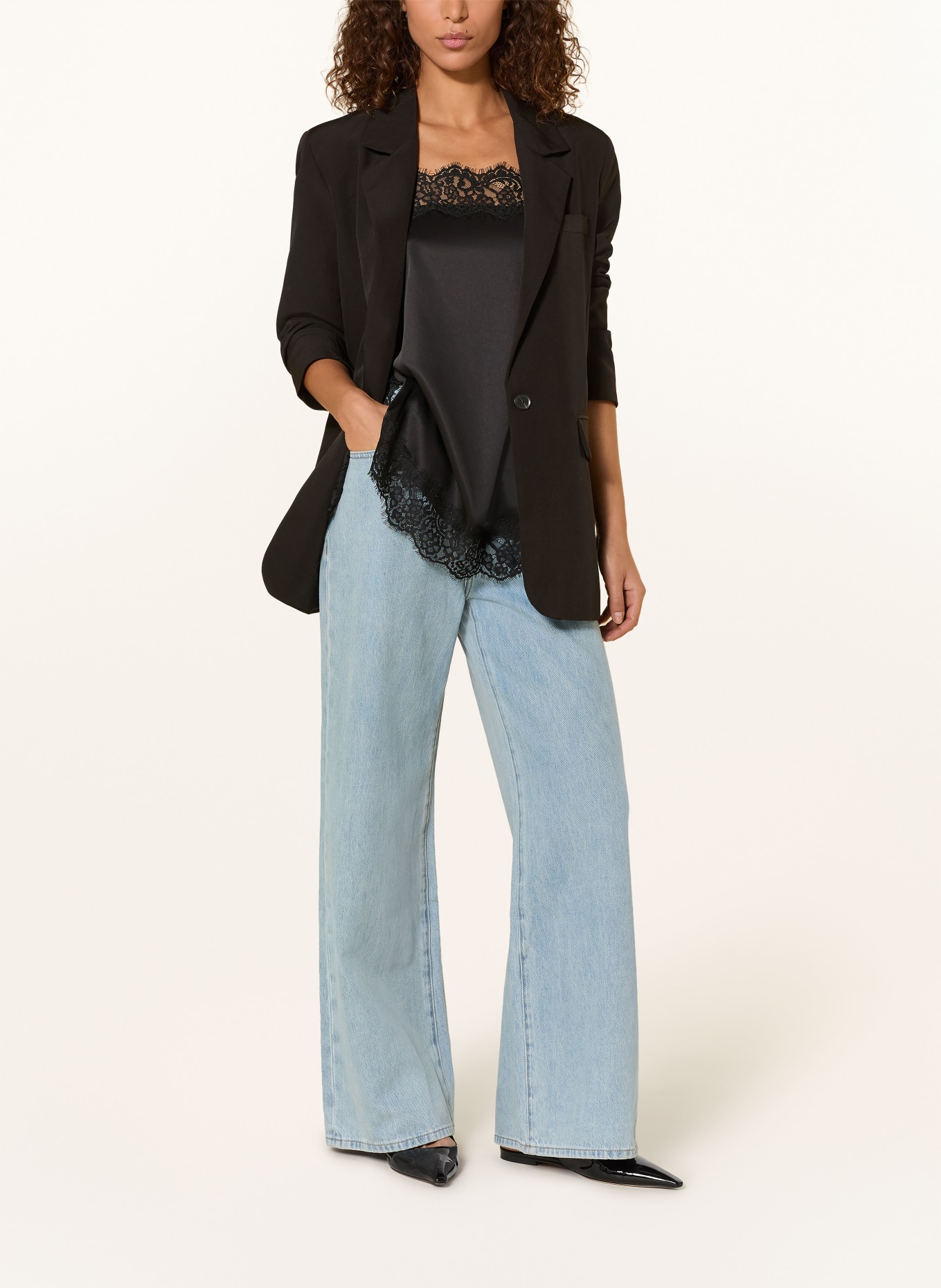 darling harbour Satintop mit Spitze: BLACK