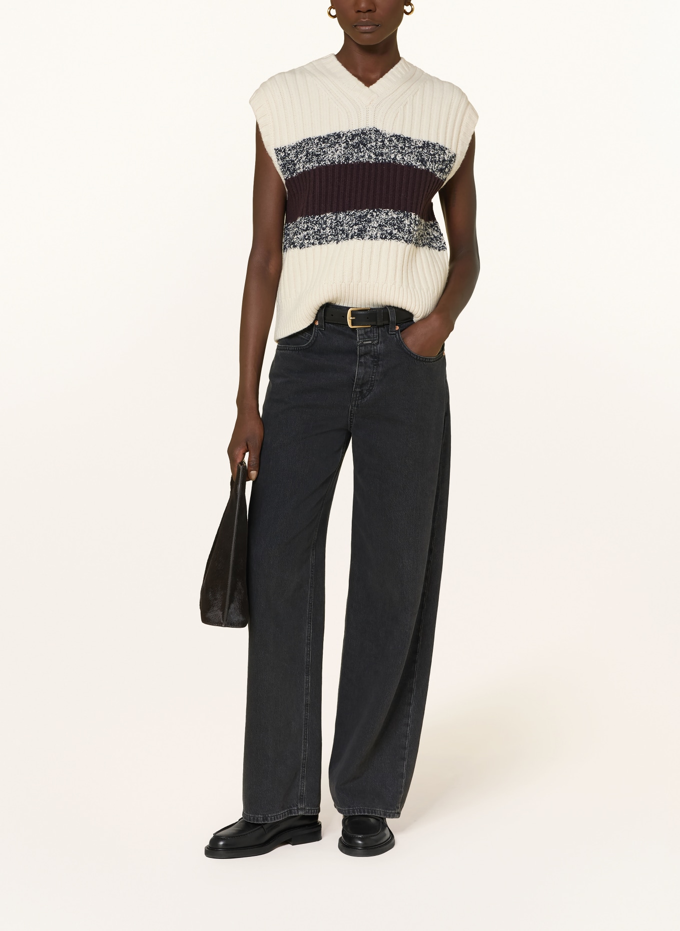 COS Pullunder: ECRU / DUNKELROT