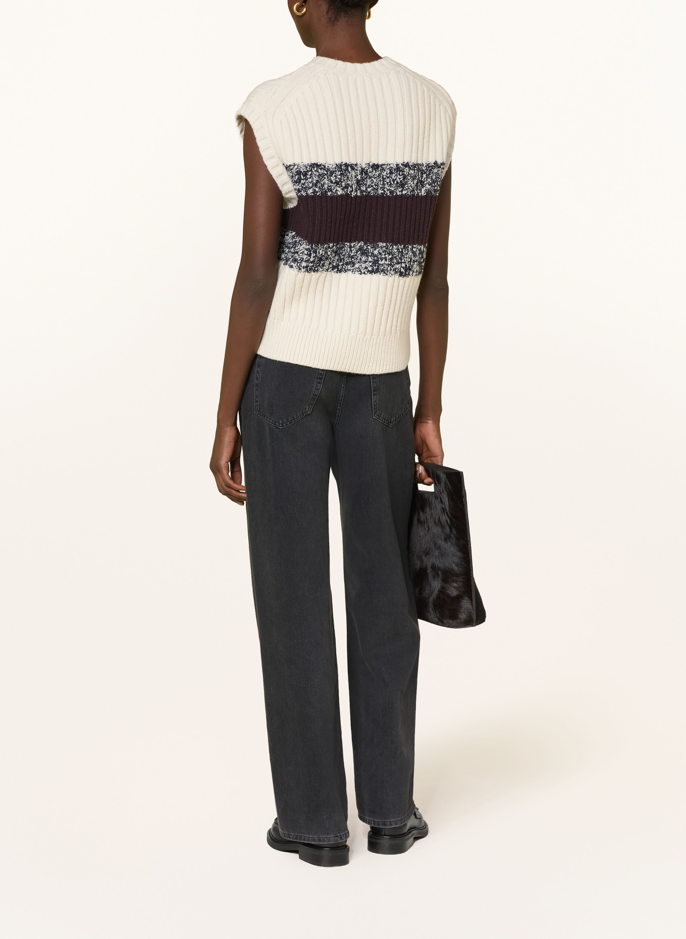 COS Pullunder: ECRU / DUNKELROT