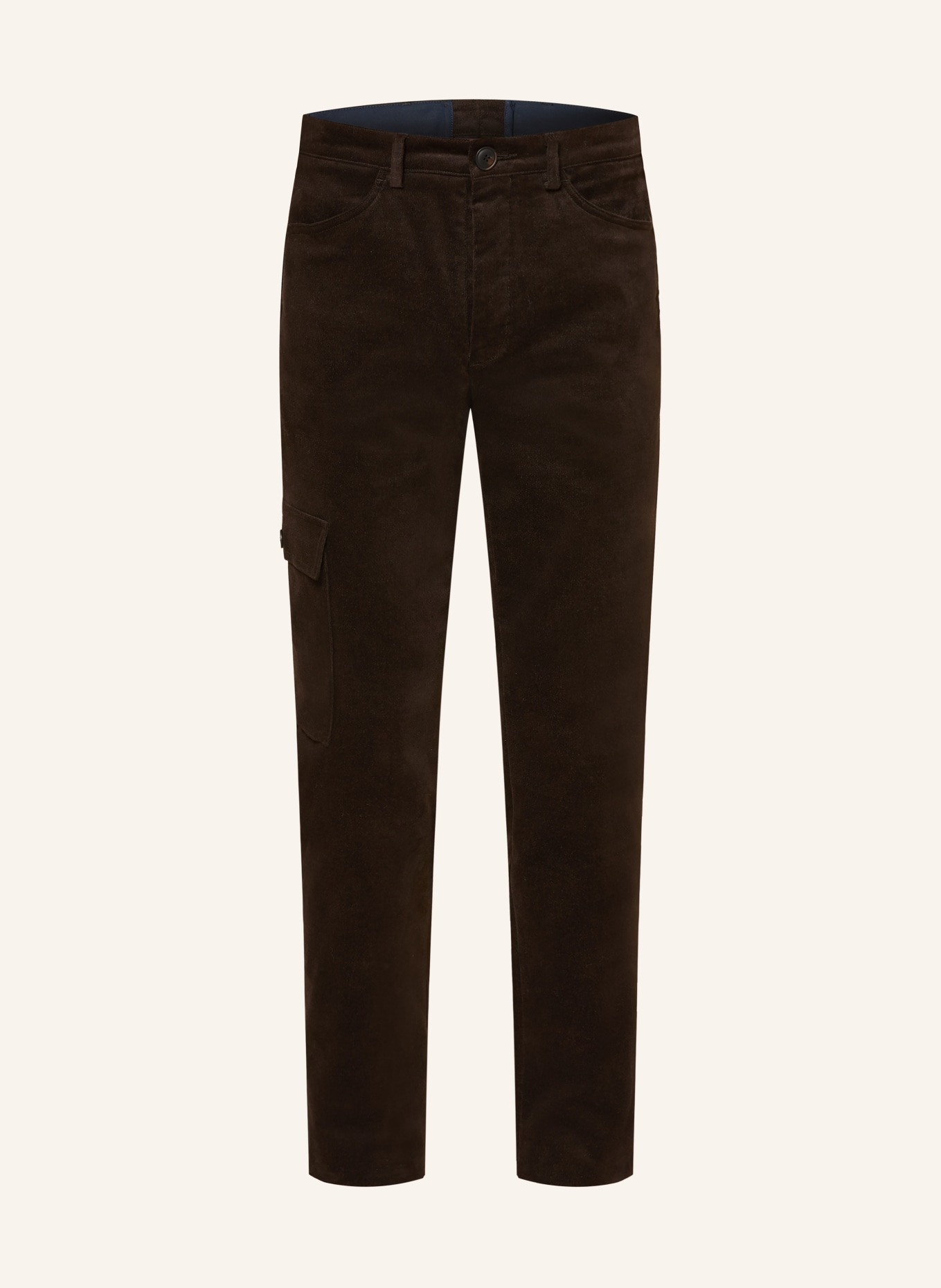 Grasegger TURIN slim fit cargo pants made of velvet: DARK BROWN