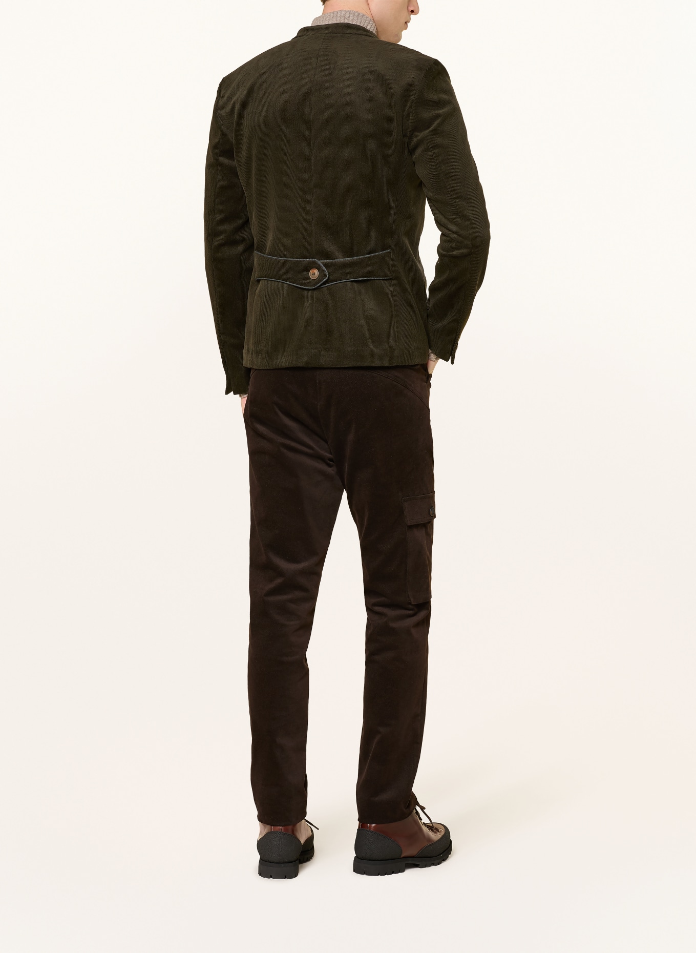 Grasegger TURIN slim fit cargo pants made of velvet: DARK BROWN