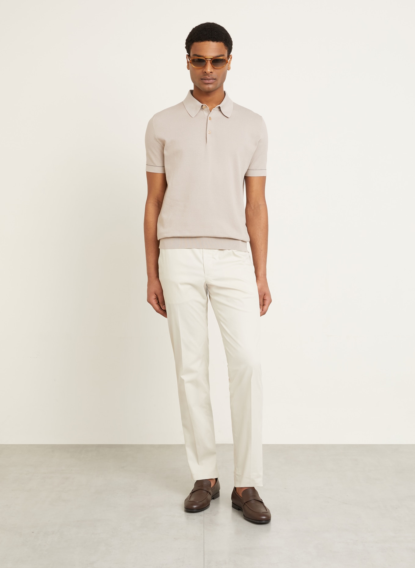 Brioni Strick-Poloshirt: BEIGE