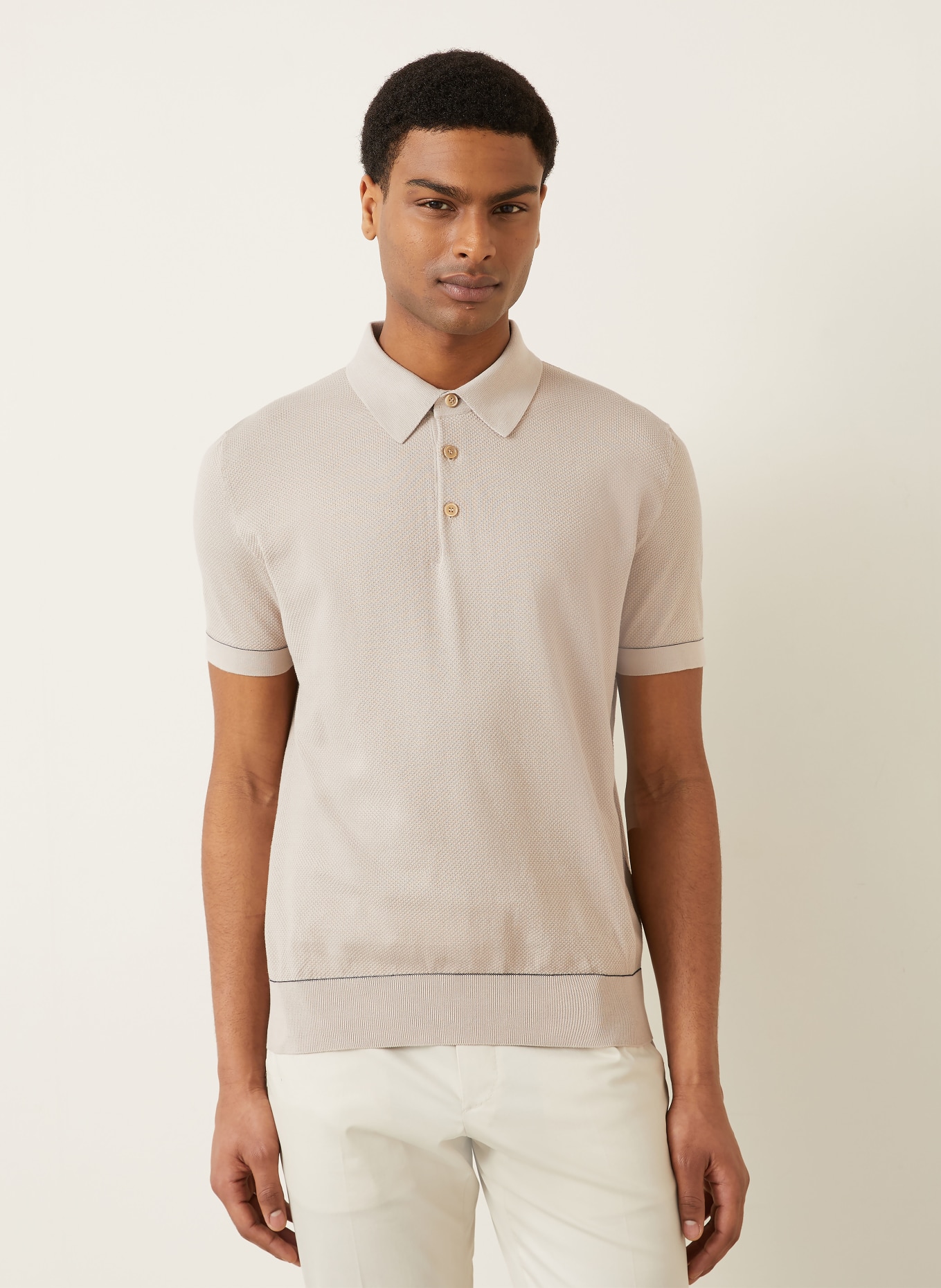 Brioni Strick-Poloshirt: BEIGE