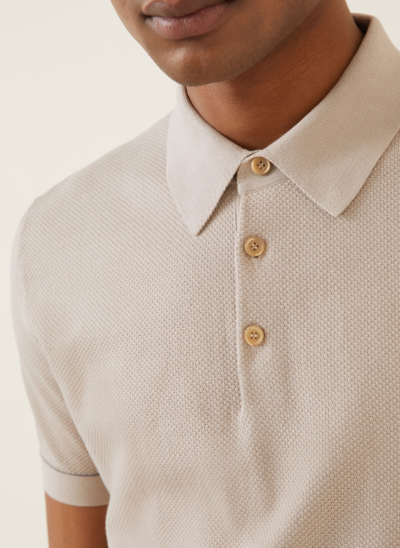 Brioni Strick-Poloshirt: BEIGE