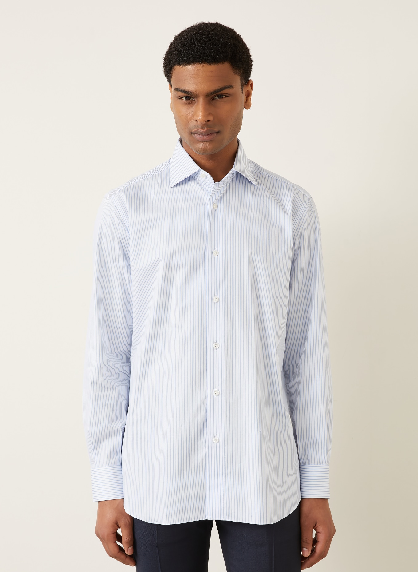 Brioni Hemd WILLIAM Regular Fit: WEISS / HELLBLAU