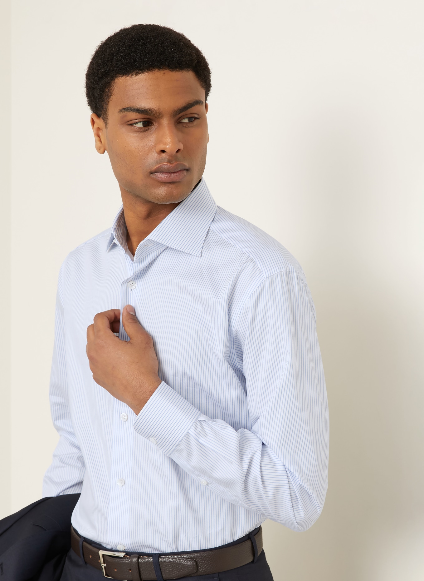 Brioni Hemd WILLIAM Regular Fit: WEISS / HELLBLAU