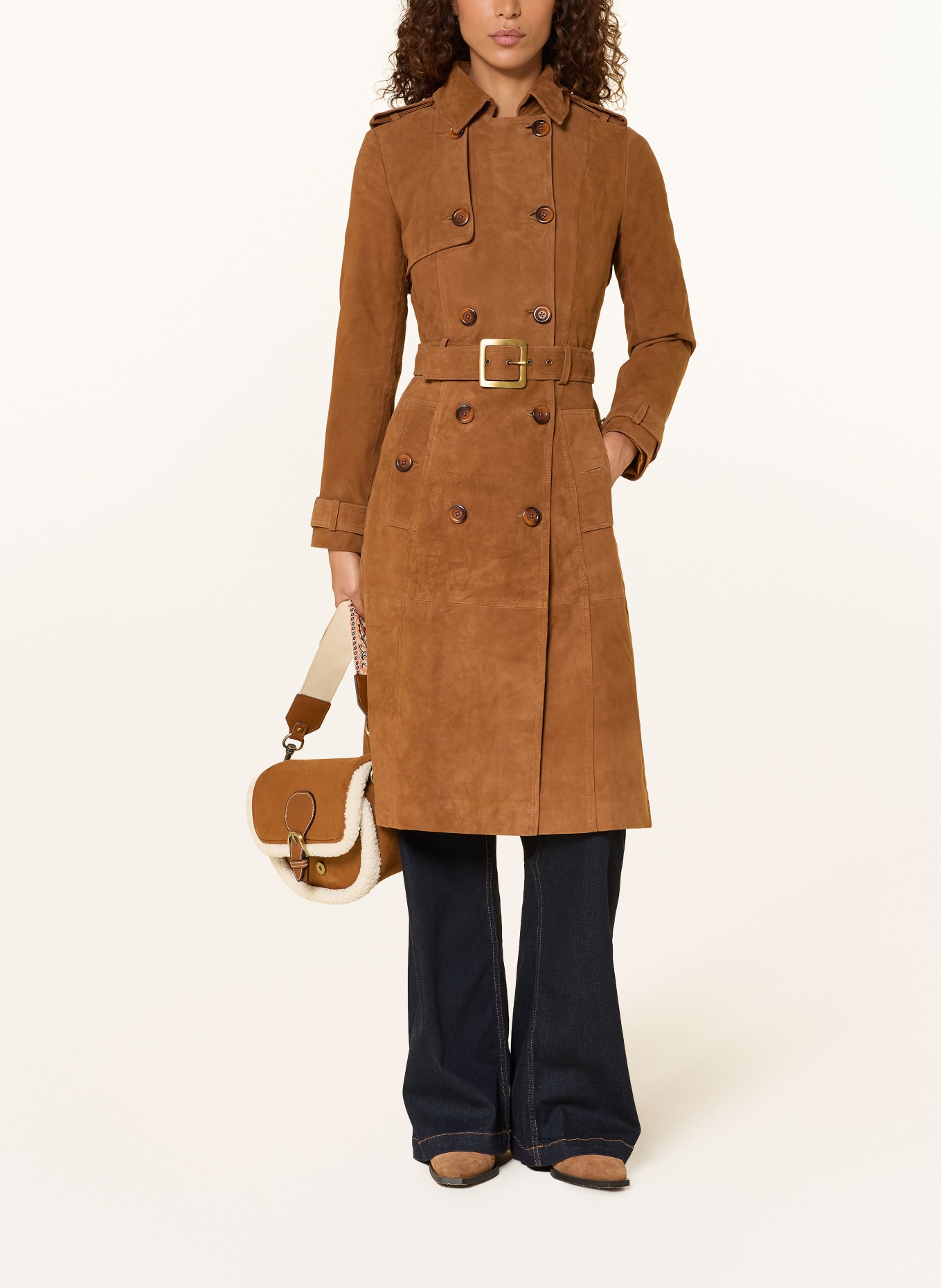 RICANO Trenchcoat aus Leder: COGNAC