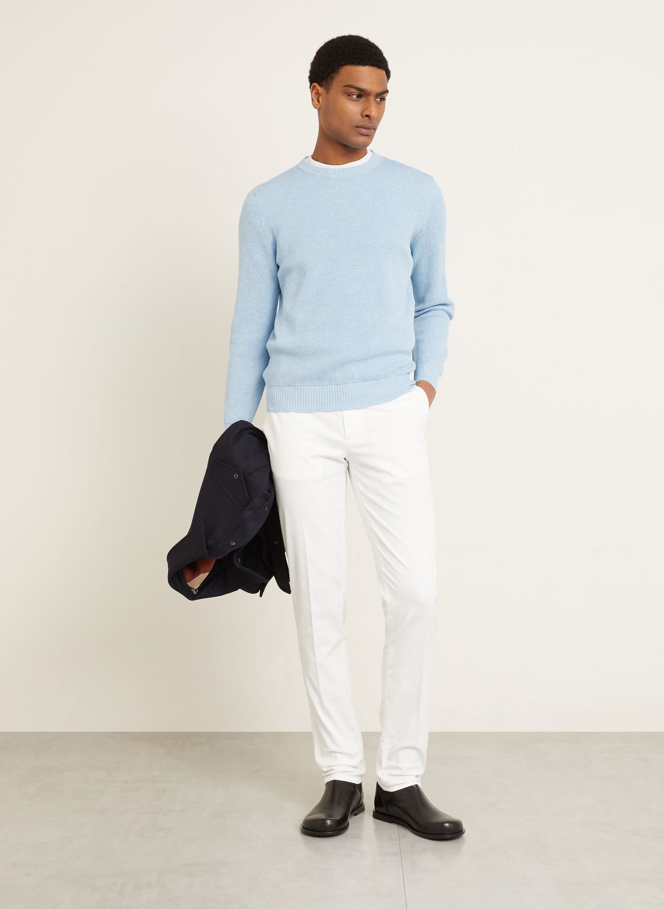 FIORONI Pullover mit Seide: HELLBLAU