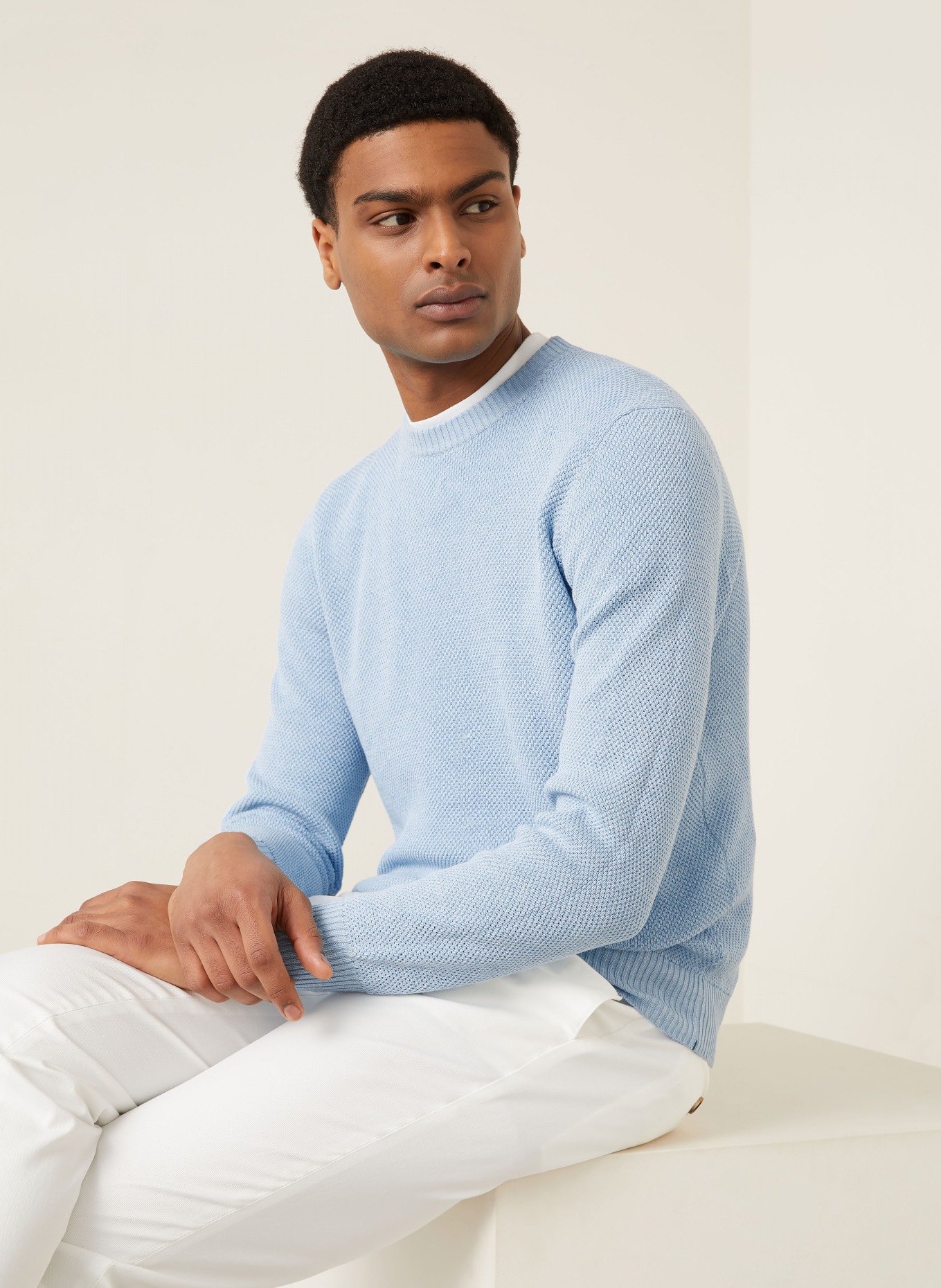 FIORONI Pullover mit Seide: HELLBLAU