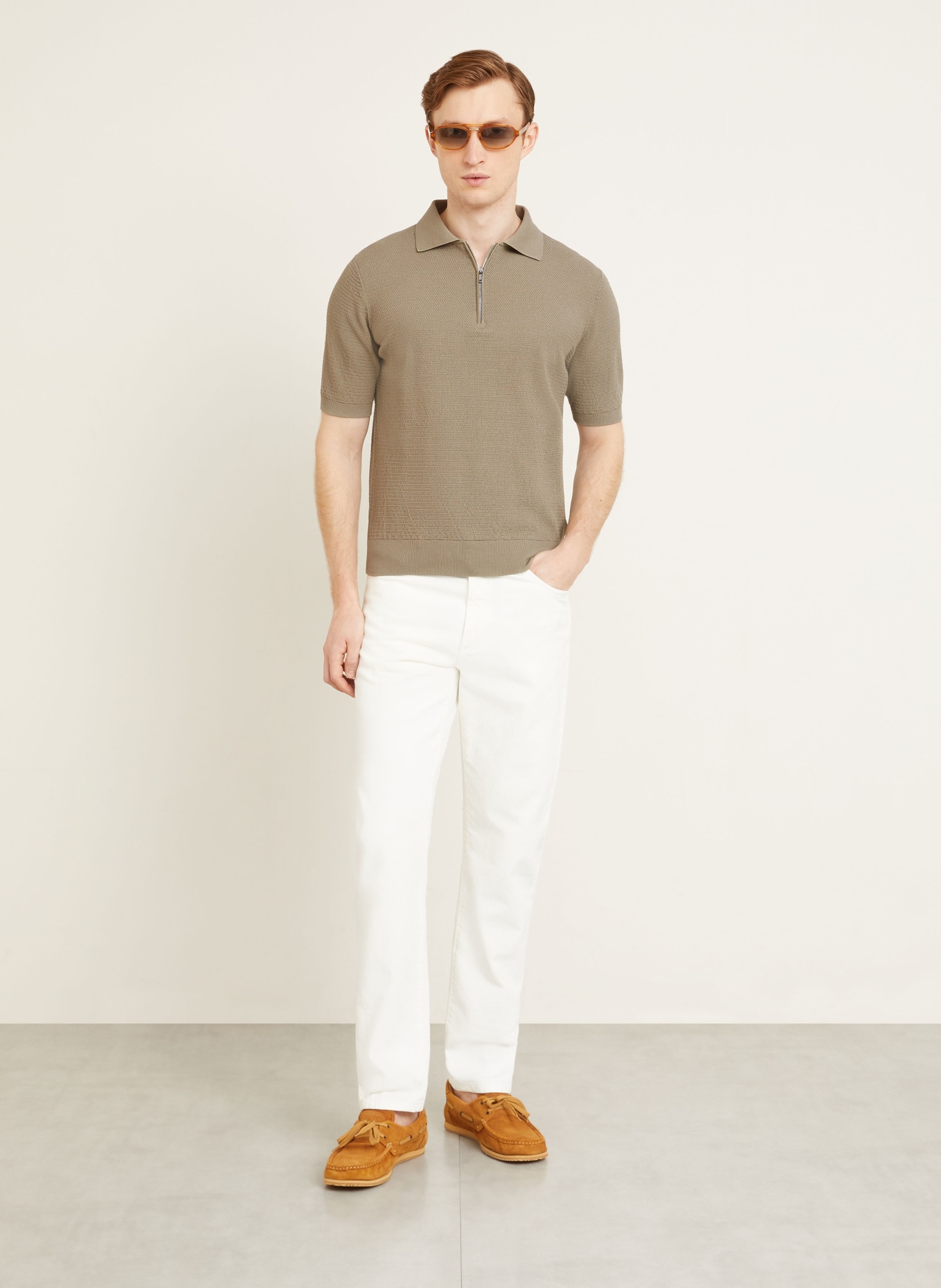 FIORONI Strick-Poloshirt: BEIGE