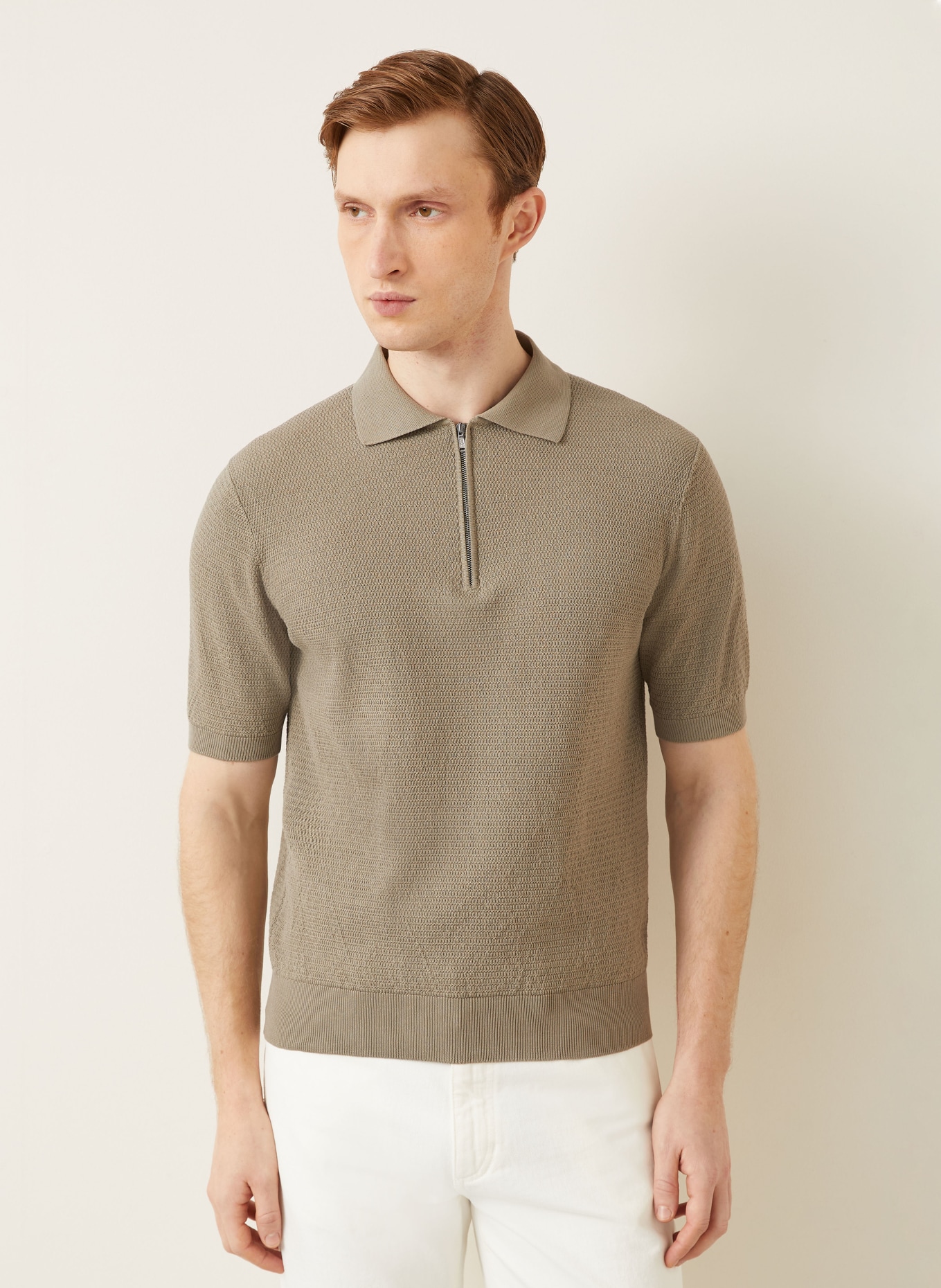 FIORONI Strick-Poloshirt: BEIGE