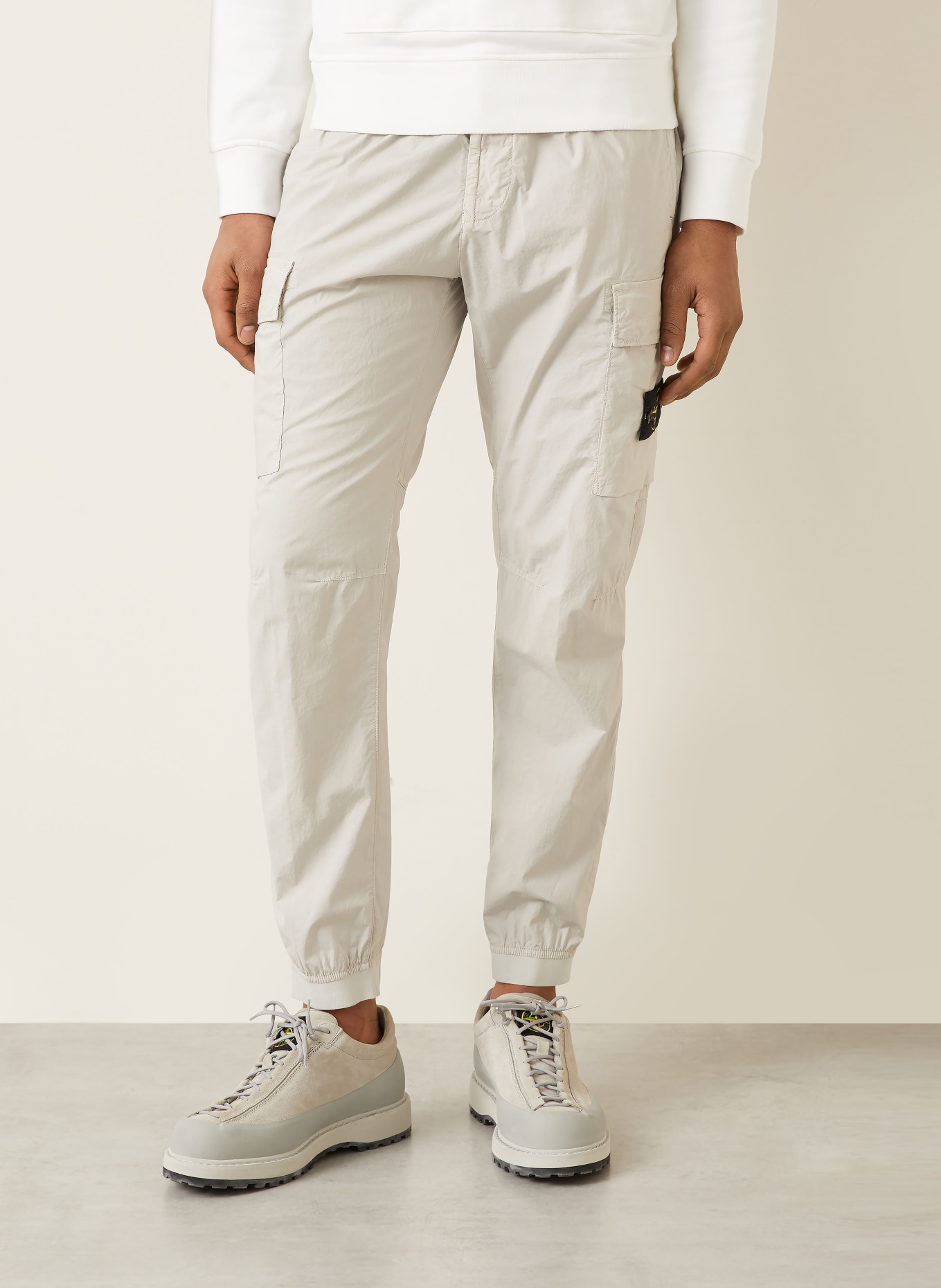 STONE ISLAND Regular fit cargo pants: LIGHT GRAY