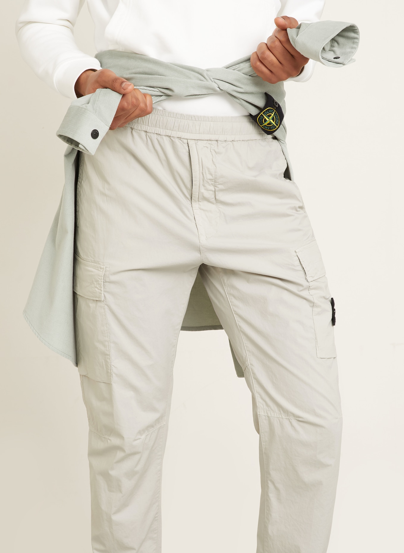 STONE ISLAND Regular fit cargo pants: LIGHT GRAY