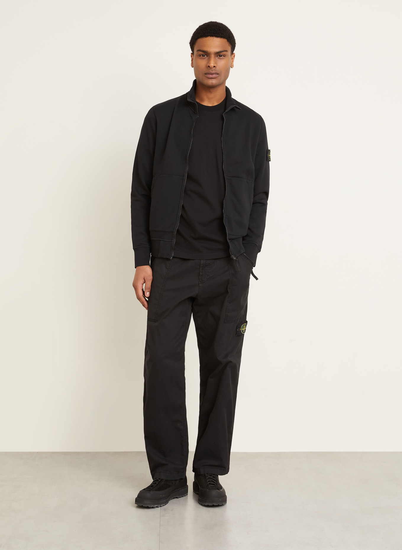 STONE ISLAND sweat jacket: BLACK