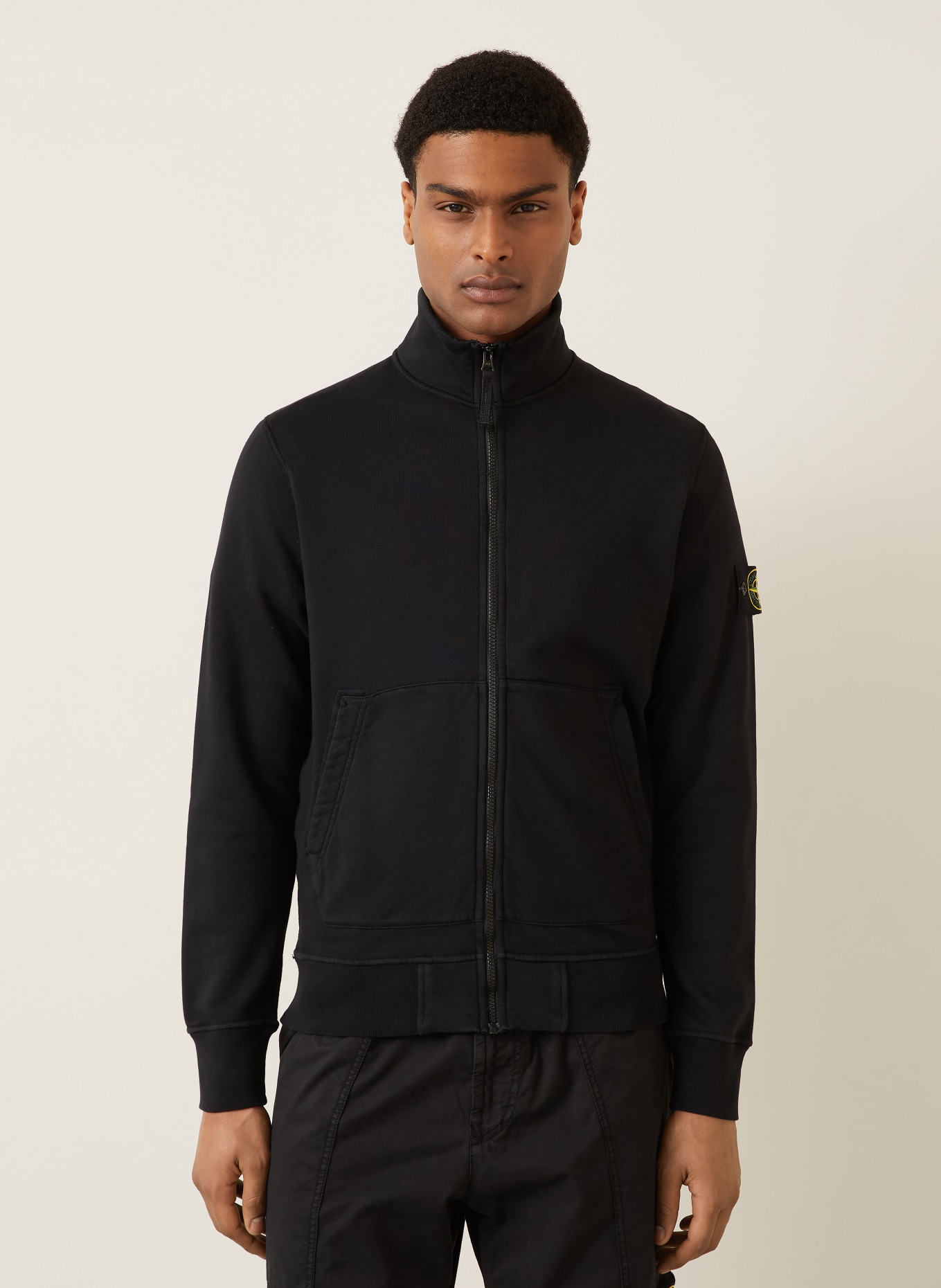 STONE ISLAND sweat jacket: BLACK