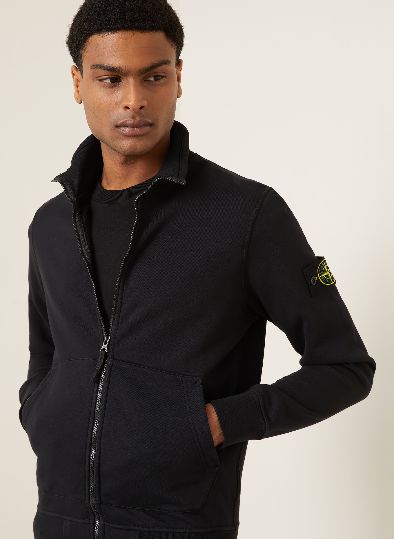 STONE ISLAND sweat jacket: BLACK