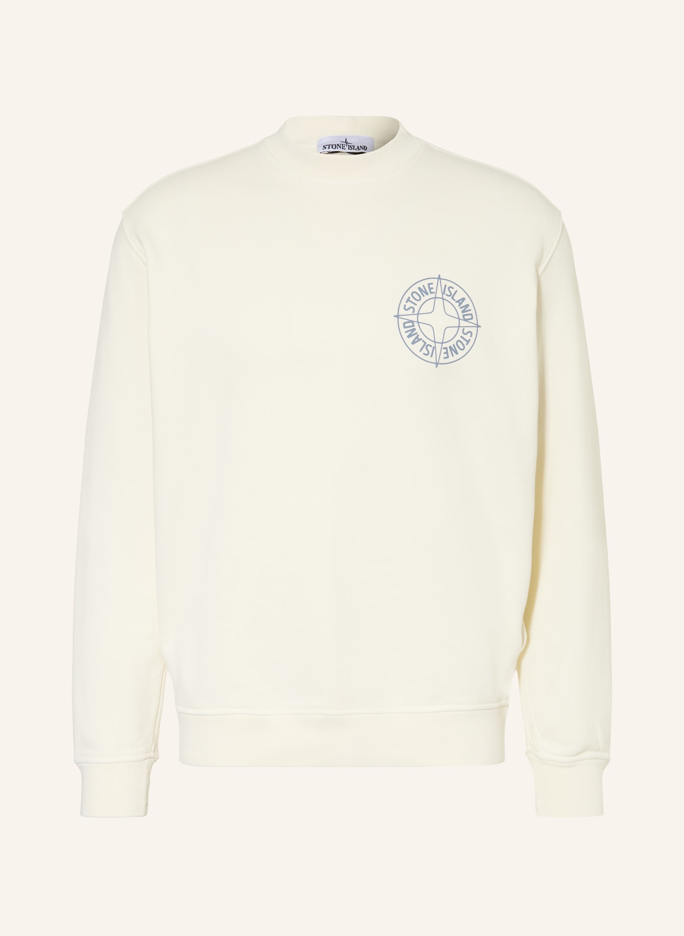 STONE ISLAND Sweatshirt OUTLINE COMPASS: ECRU / BLAUGRAU