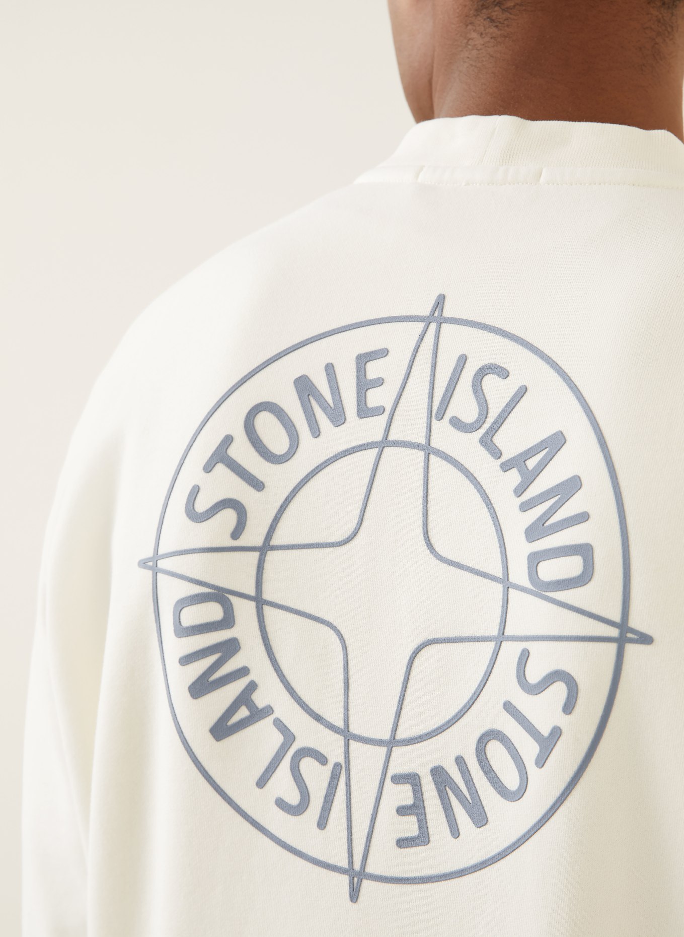STONE ISLAND Sweatshirt OUTLINE COMPASS: ECRU / BLAUGRAU