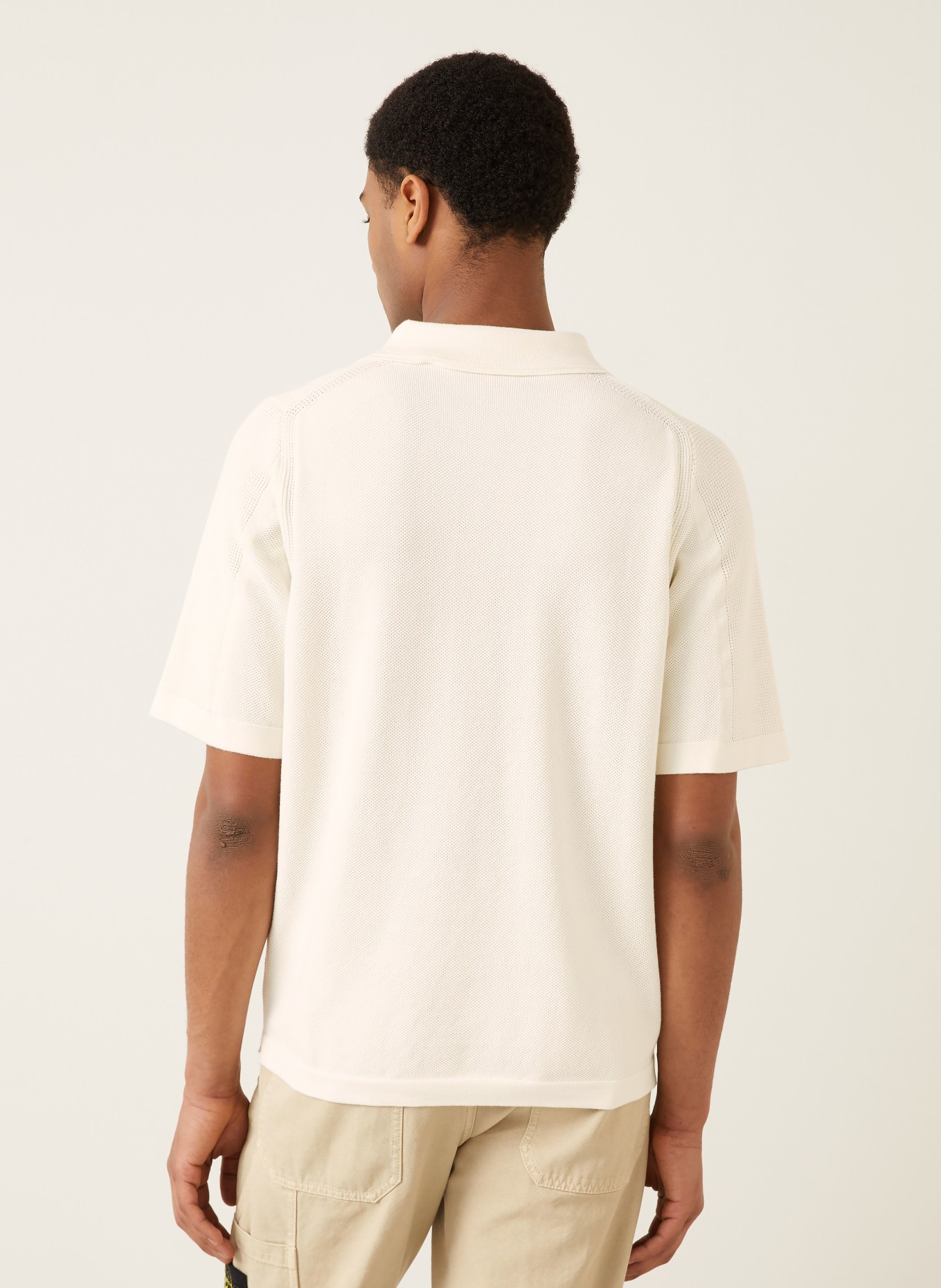 STONE ISLAND Strick-Poloshirt Loose Fit: ECRU
