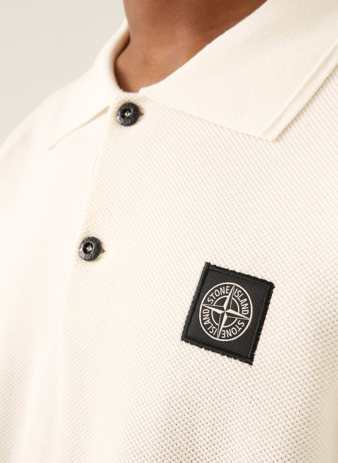 STONE ISLAND Strick-Poloshirt Loose Fit: ECRU