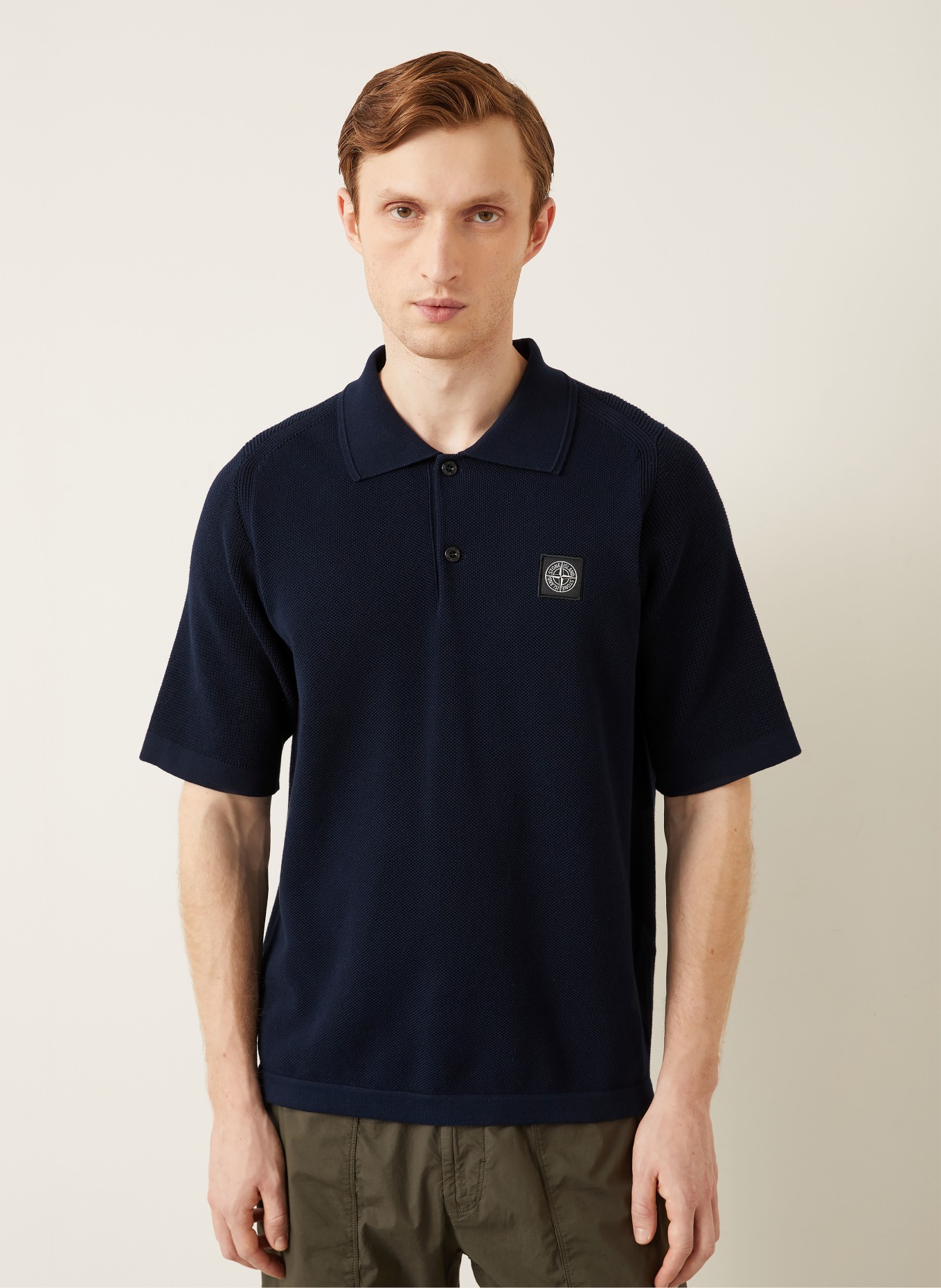 STONE ISLAND Strick-Poloshirt Loose Fit: DUNKELBLAU