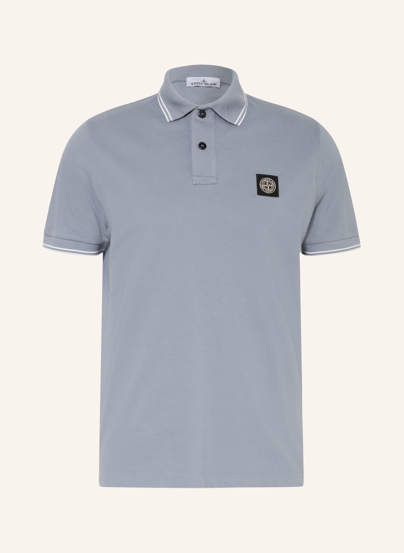STONE ISLAND Piqué-Poloshirt: HELLBLAU / WEISS