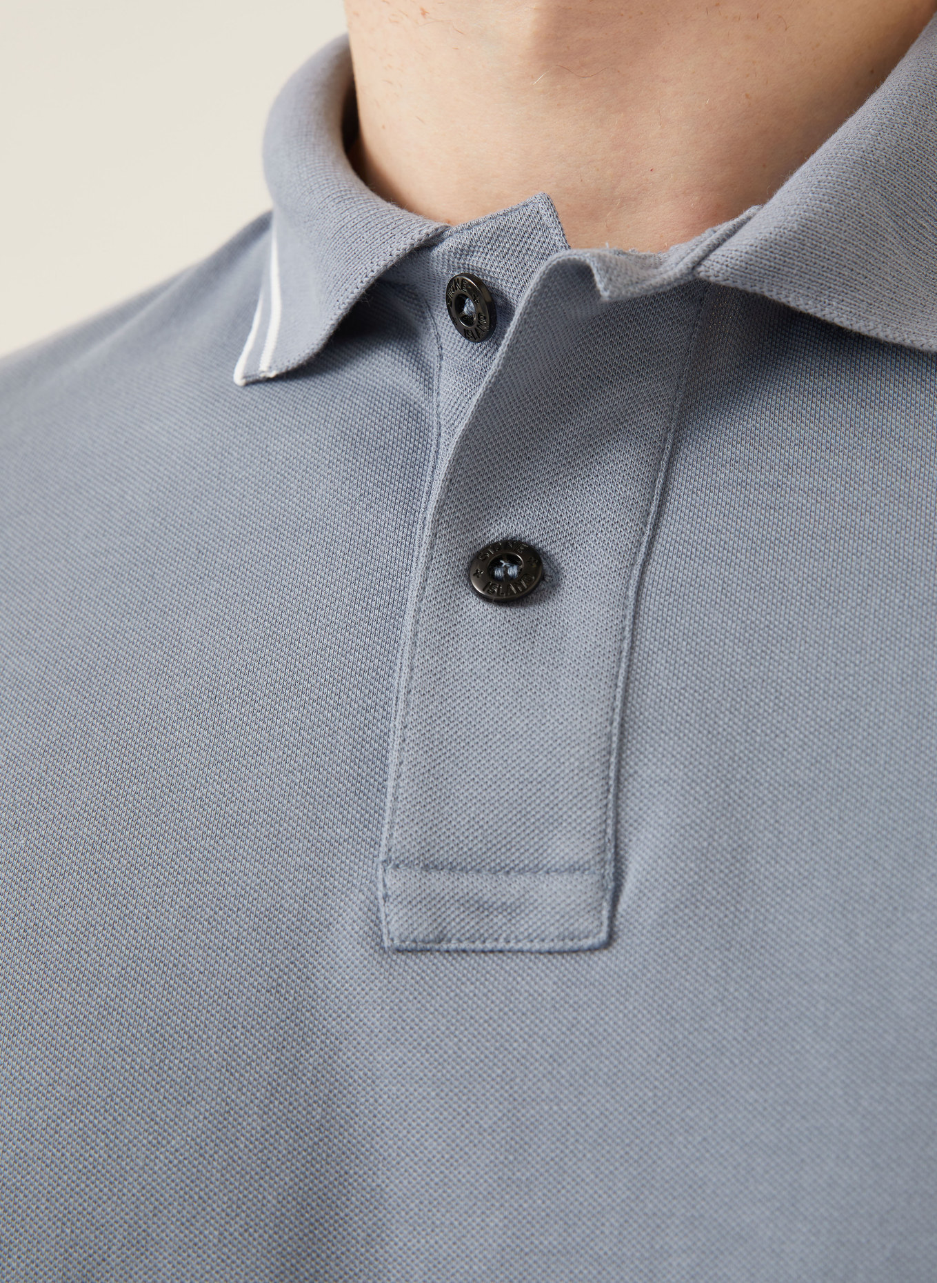 STONE ISLAND Piqué-Poloshirt: HELLBLAU / WEISS