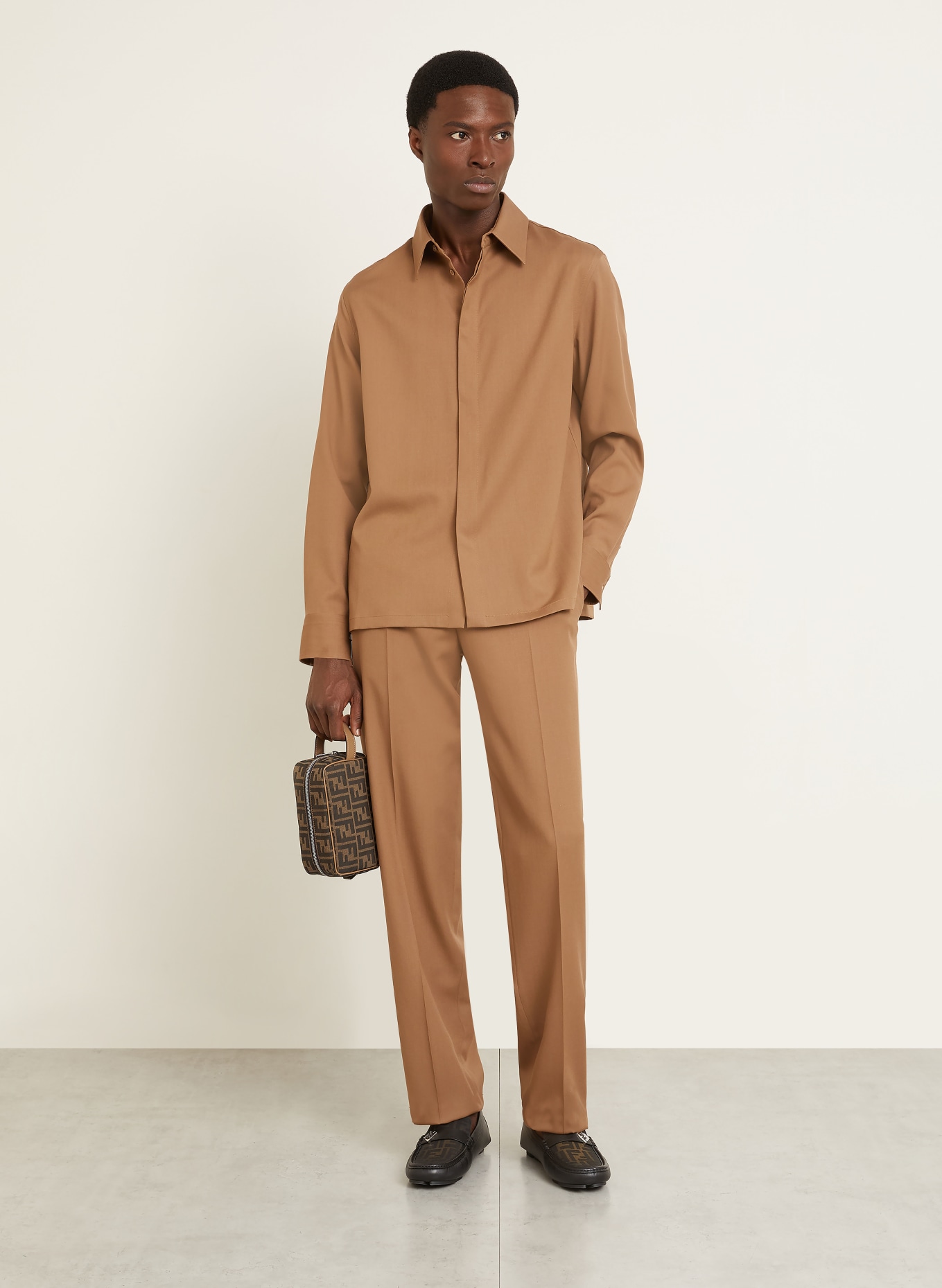 FENDI Kosmetiktasche BEAUTY CASE SMALL: DUNKELBRAUN / SILBER / CAMEL