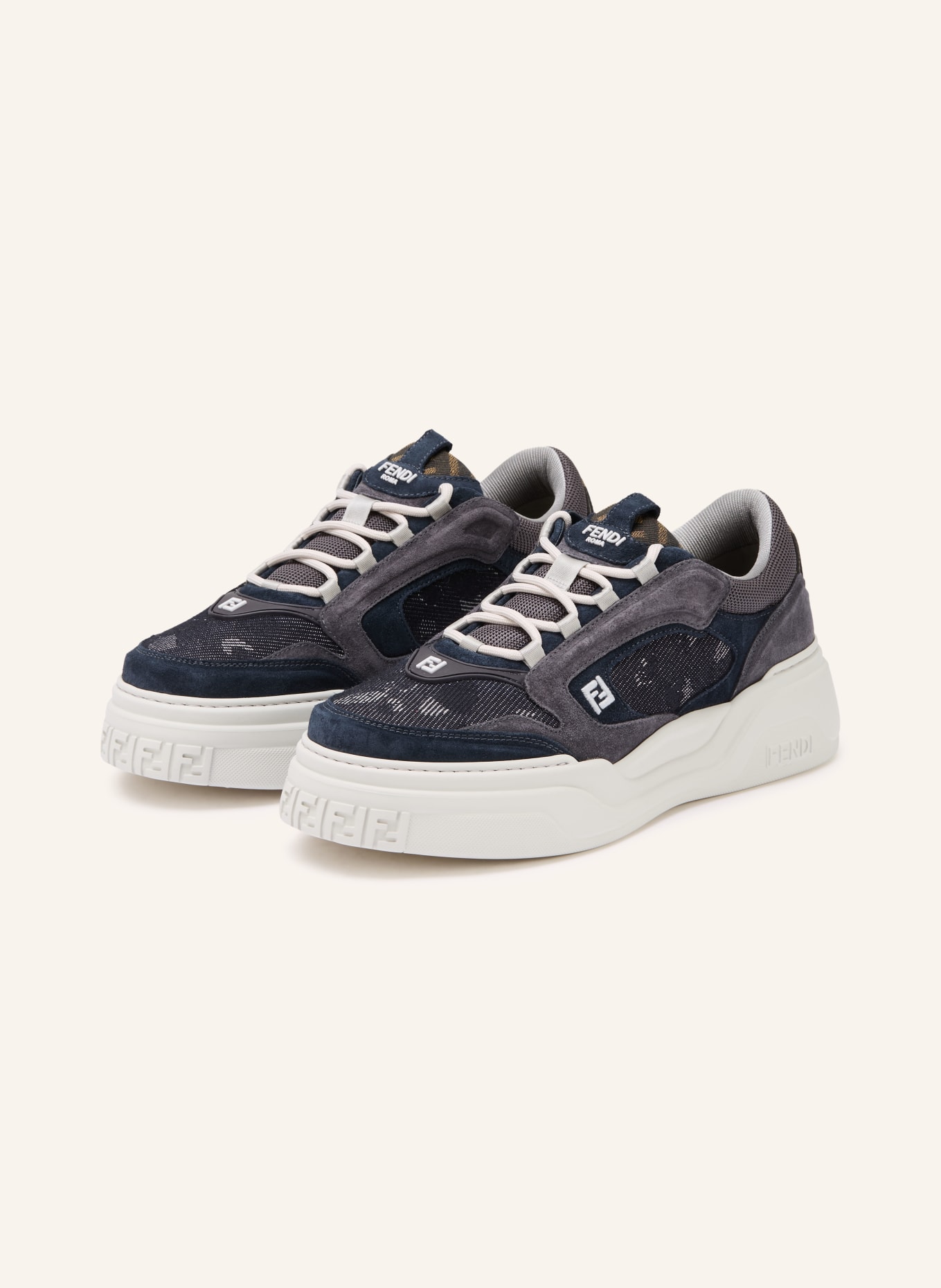 FENDI FORCE sneakers: DARK BLUE / LIGHT GRAY / DARK GRAY