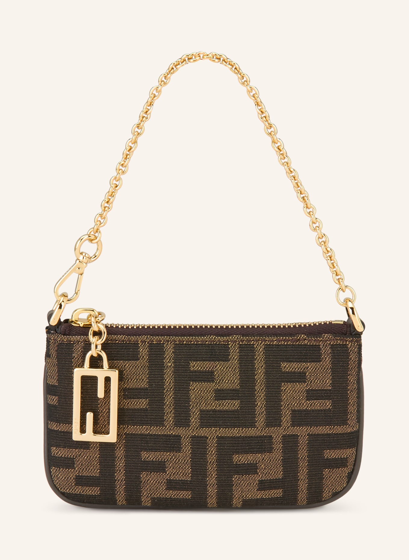 FENDI Clutch: DUNKELBRAUN / GOLD