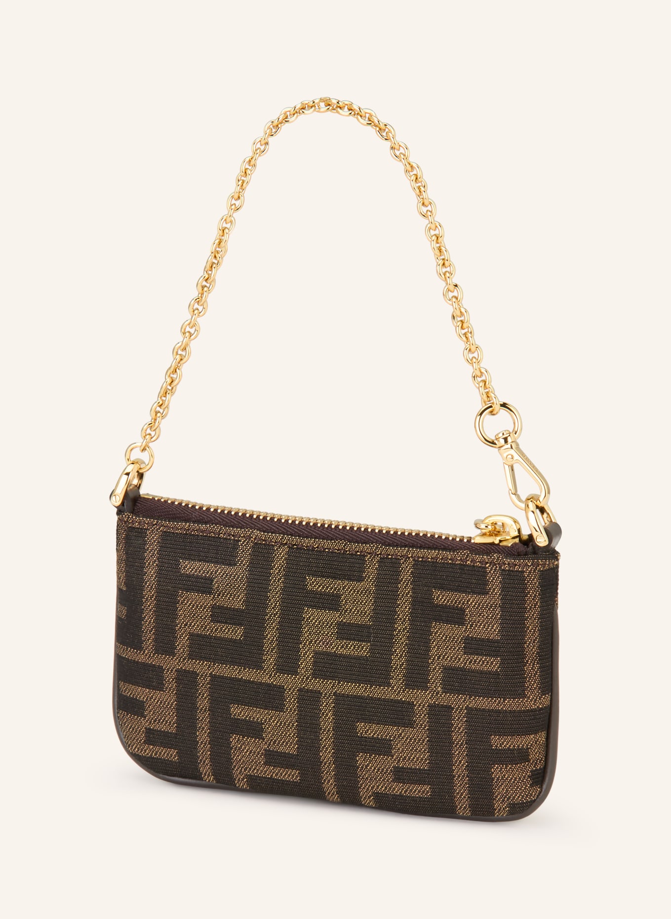 FENDI Clutch: DUNKELBRAUN / GOLD