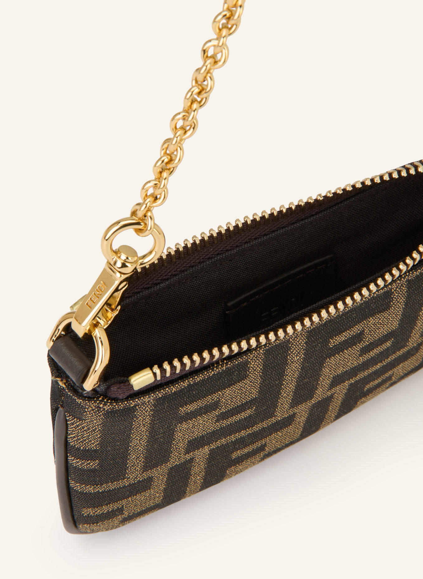 FENDI Clutch: DUNKELBRAUN / GOLD