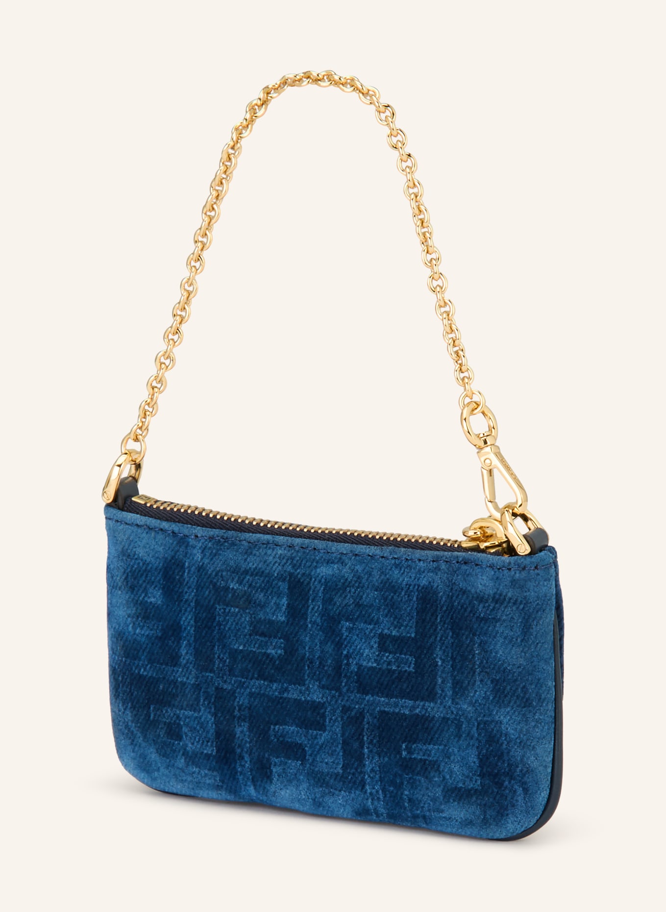 FENDI Clutch: DUNKELBLAU / GOLD