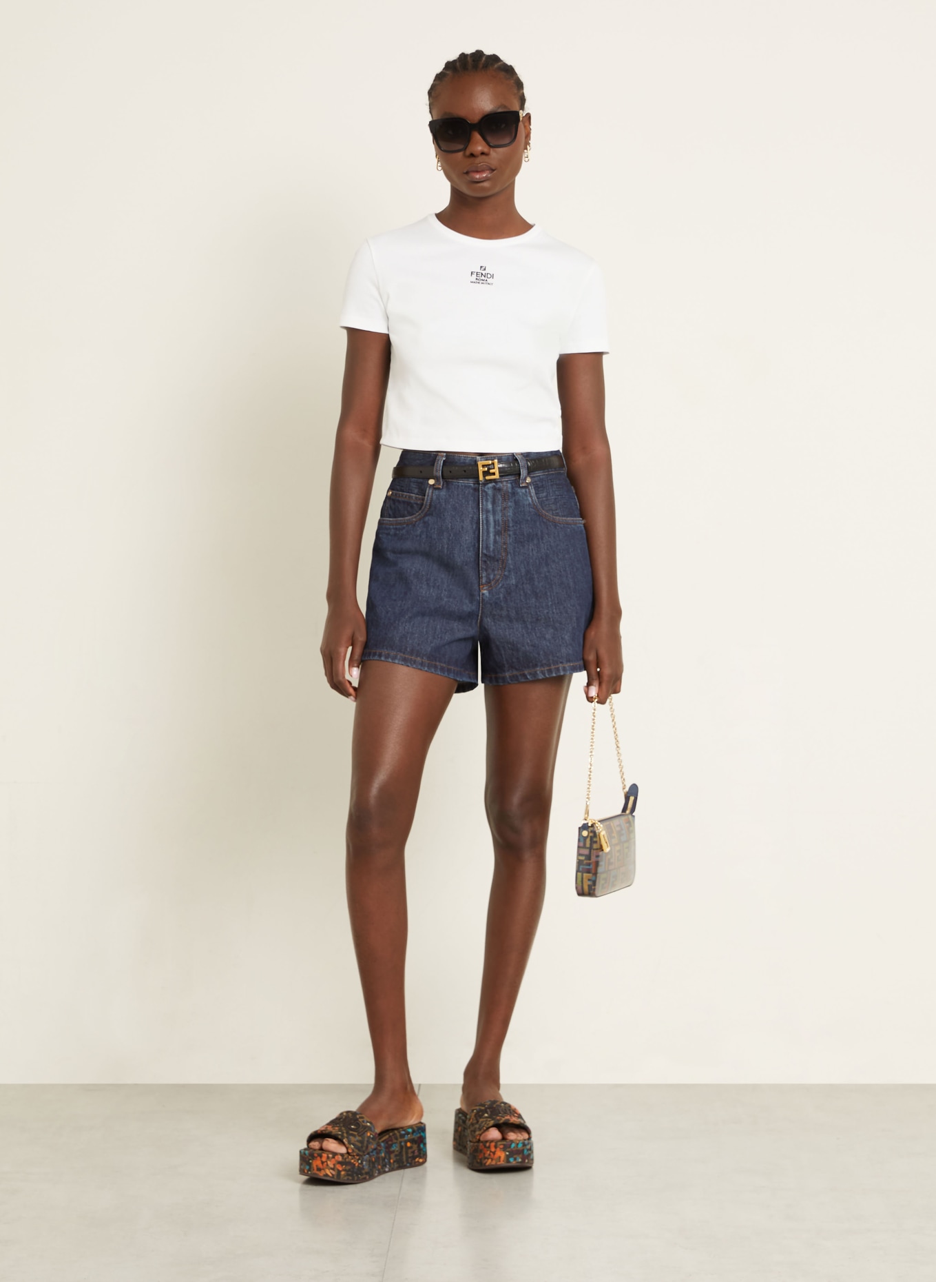 FENDI sac à bandoulière: BLEU FONCÉ / ORANGE FONCÉ / VERT CLAIR