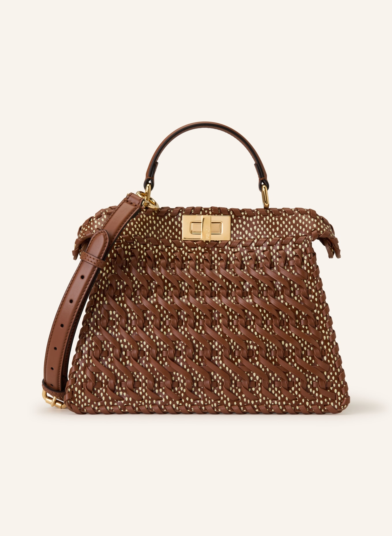 FENDI Torebka PEEKABOO ISEEU: BRĄZOWY / ZŁOTY / ŻÓŁTY
