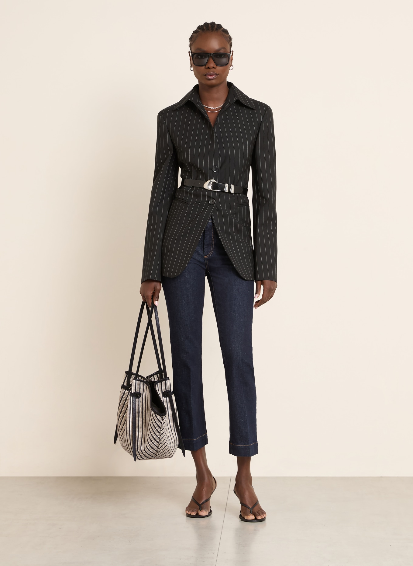 YUZEFI Sac cabas MOCHI: NOIR / CRÈME / BLANC