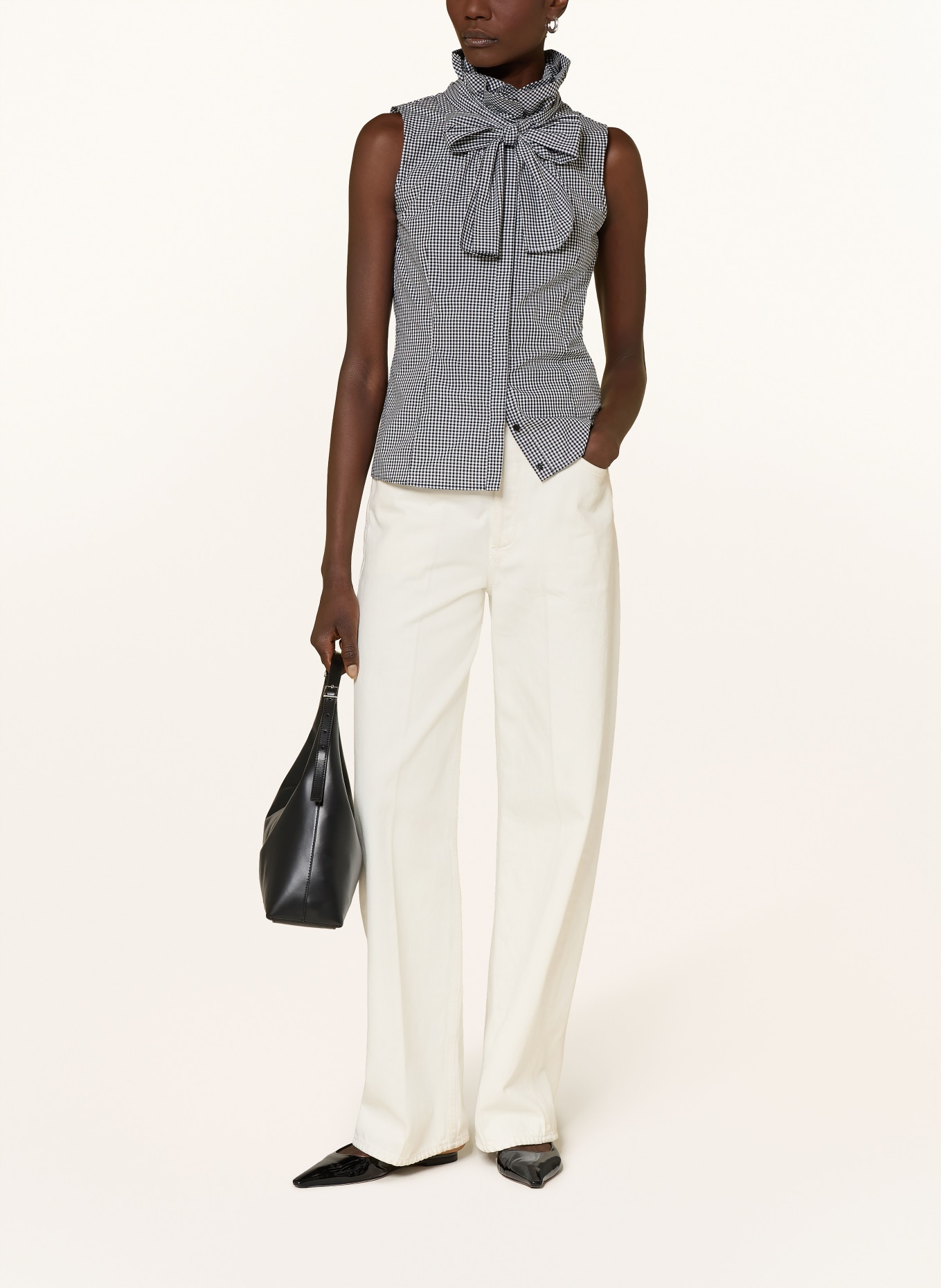 van Laack Blusentop VL-ADRIENN-XX mit Schluppe: SCHWARZ / WEISS