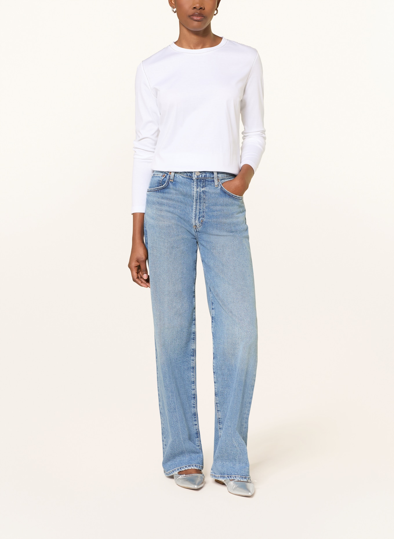 van Laack Longsleeve VL-MELLA-PB1 mit Schmucksteinen: WEISS