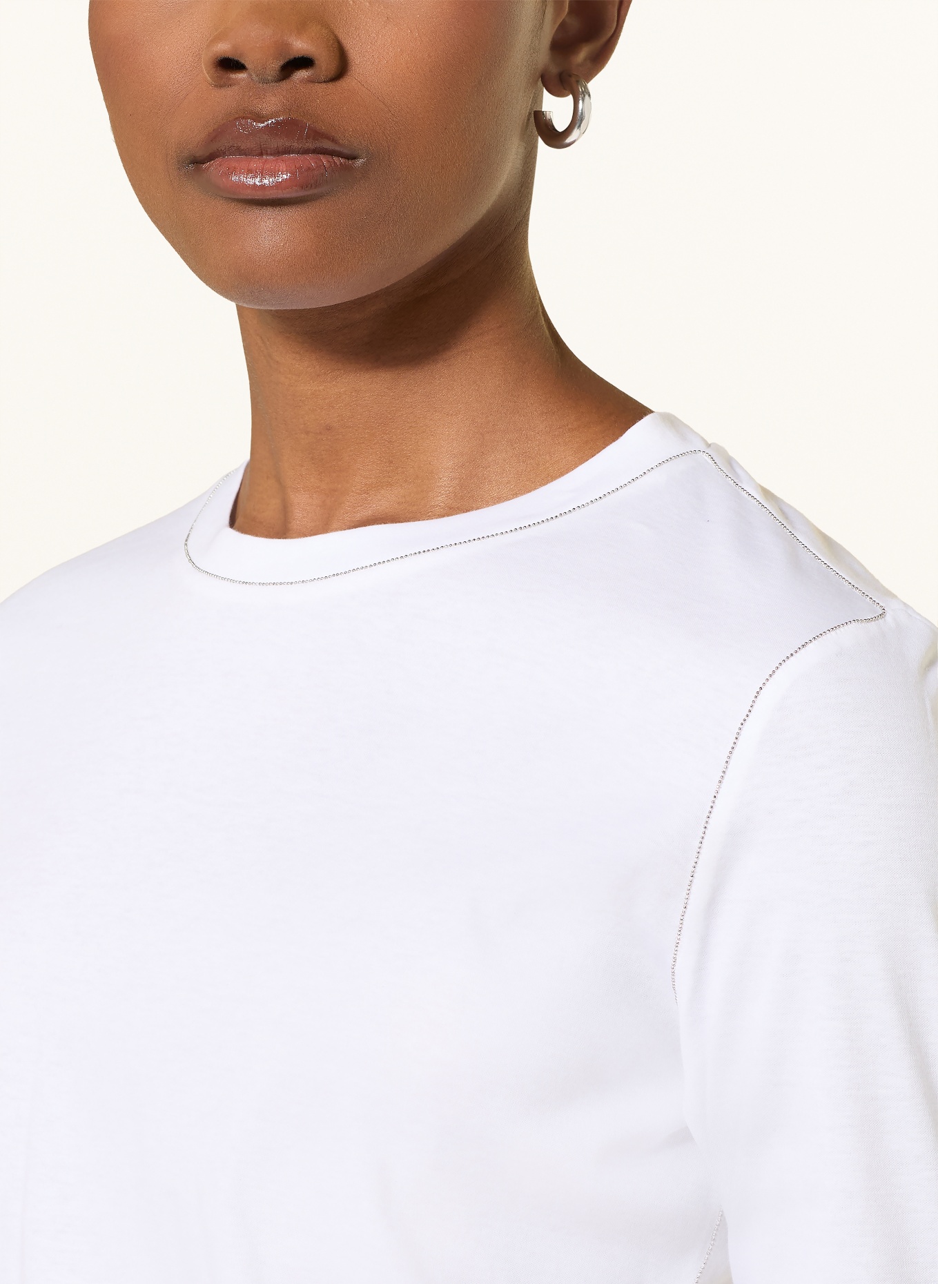 van Laack Longsleeve VL-MELLA-PB1 mit Schmucksteinen: WEISS