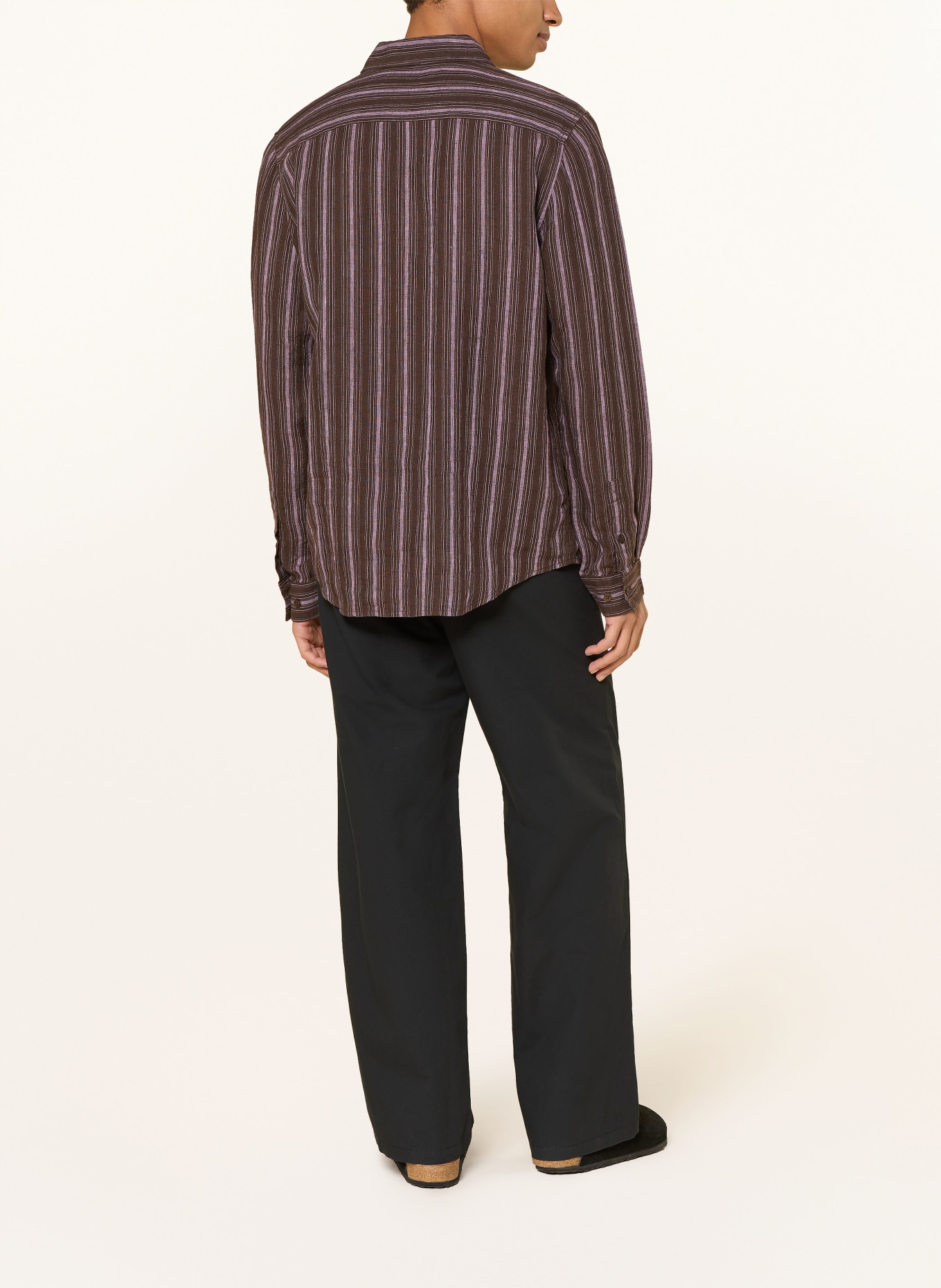 SAMSØE  SAMSØE SARYAN Comfort Fit linen shirt: DARK BROWN / PURPLE