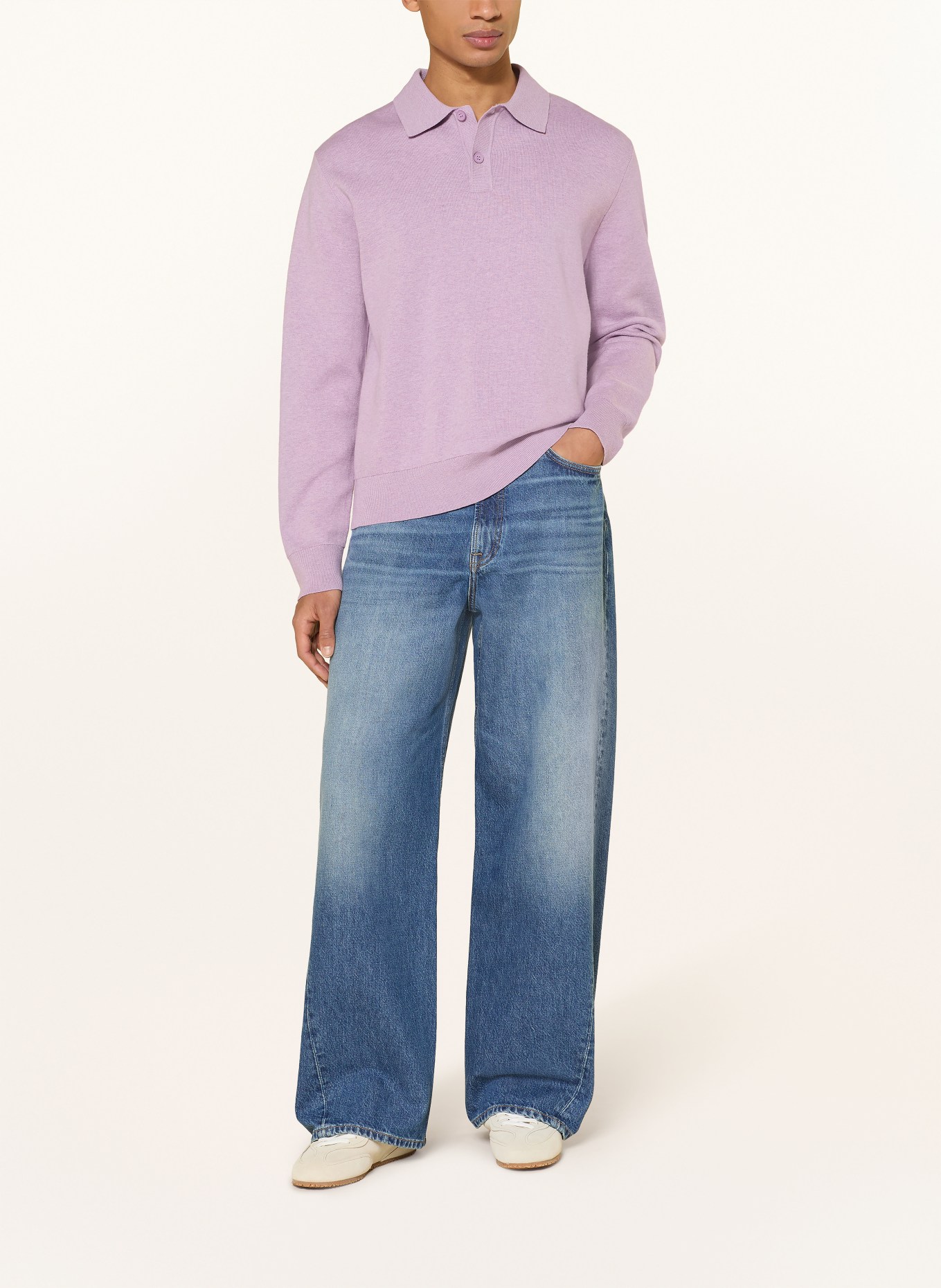 SAMSØE  SAMSØE SANINO knit polo shirt: LIGHT PURPLE