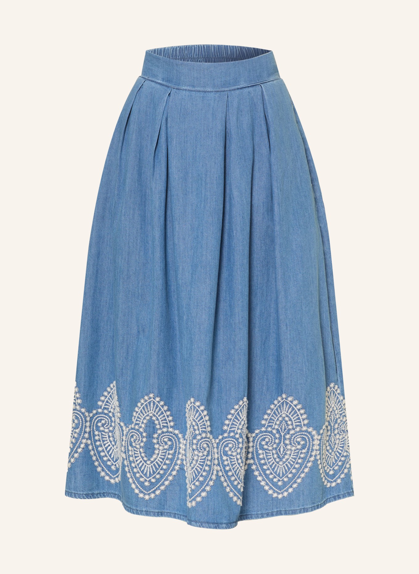 MORE & MORE jupe en jean: BLEU / BLANC